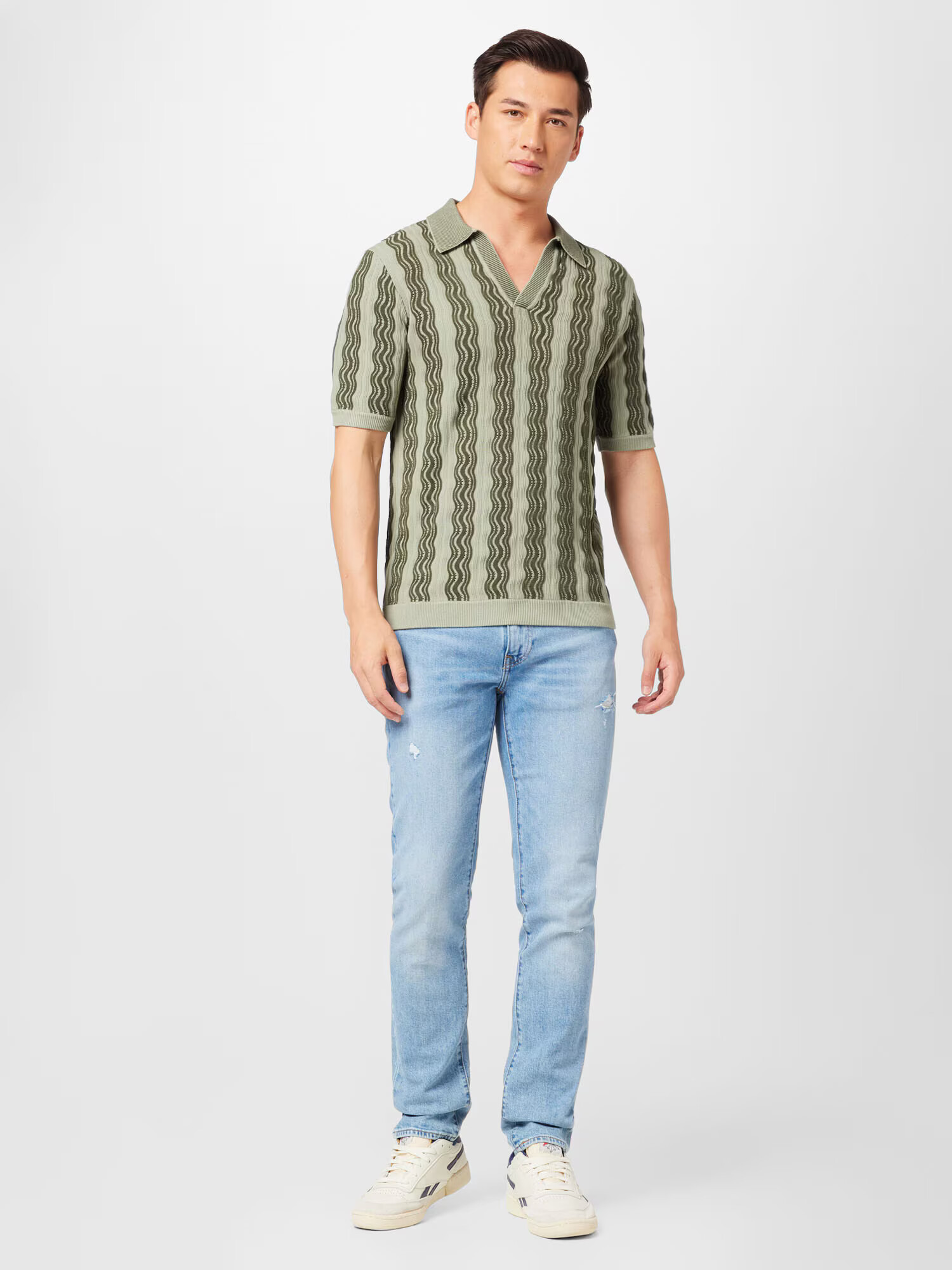 TOPMAN Pulover pastelno zelena / temno zelena - Pepit.si