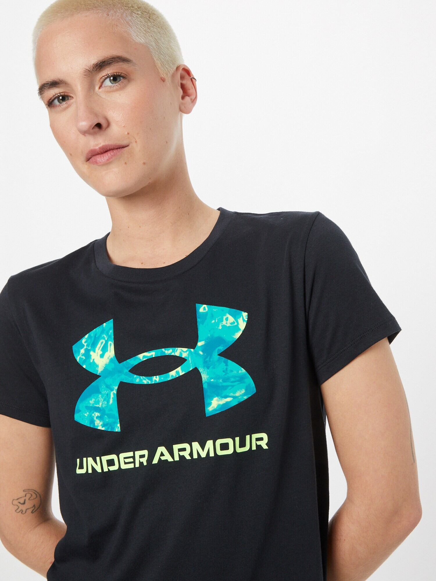 UNDER ARMOUR Funkcionalna majica cijansko modra / svetlo zelena / črna - Pepit.si