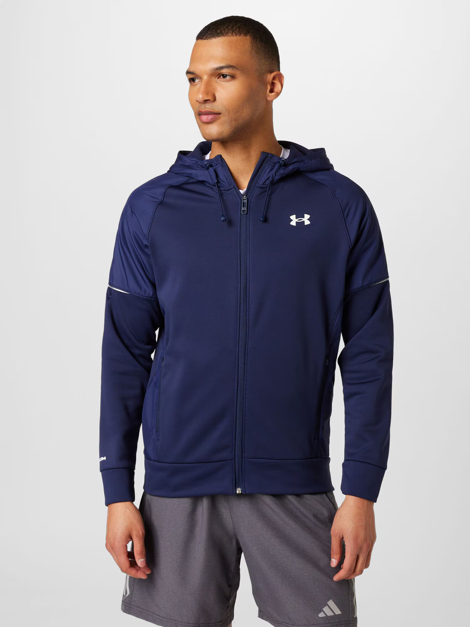 UNDER ARMOUR Športna jopa na zadrgo temno modra / bela - Pepit.si