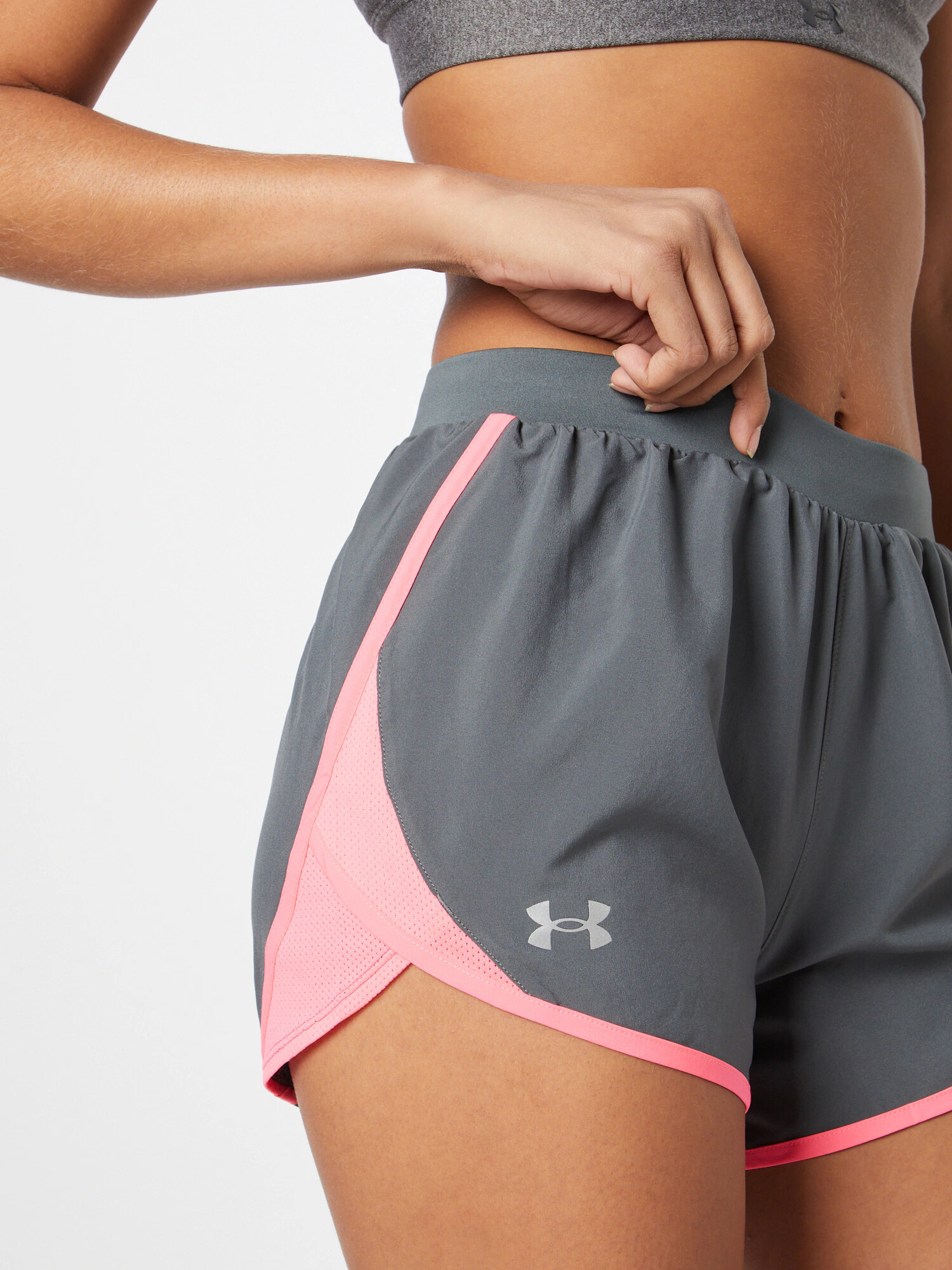 UNDER ARMOUR Športne hlače 'Fly By' siva / temno siva / svetlo roza - Pepit.si