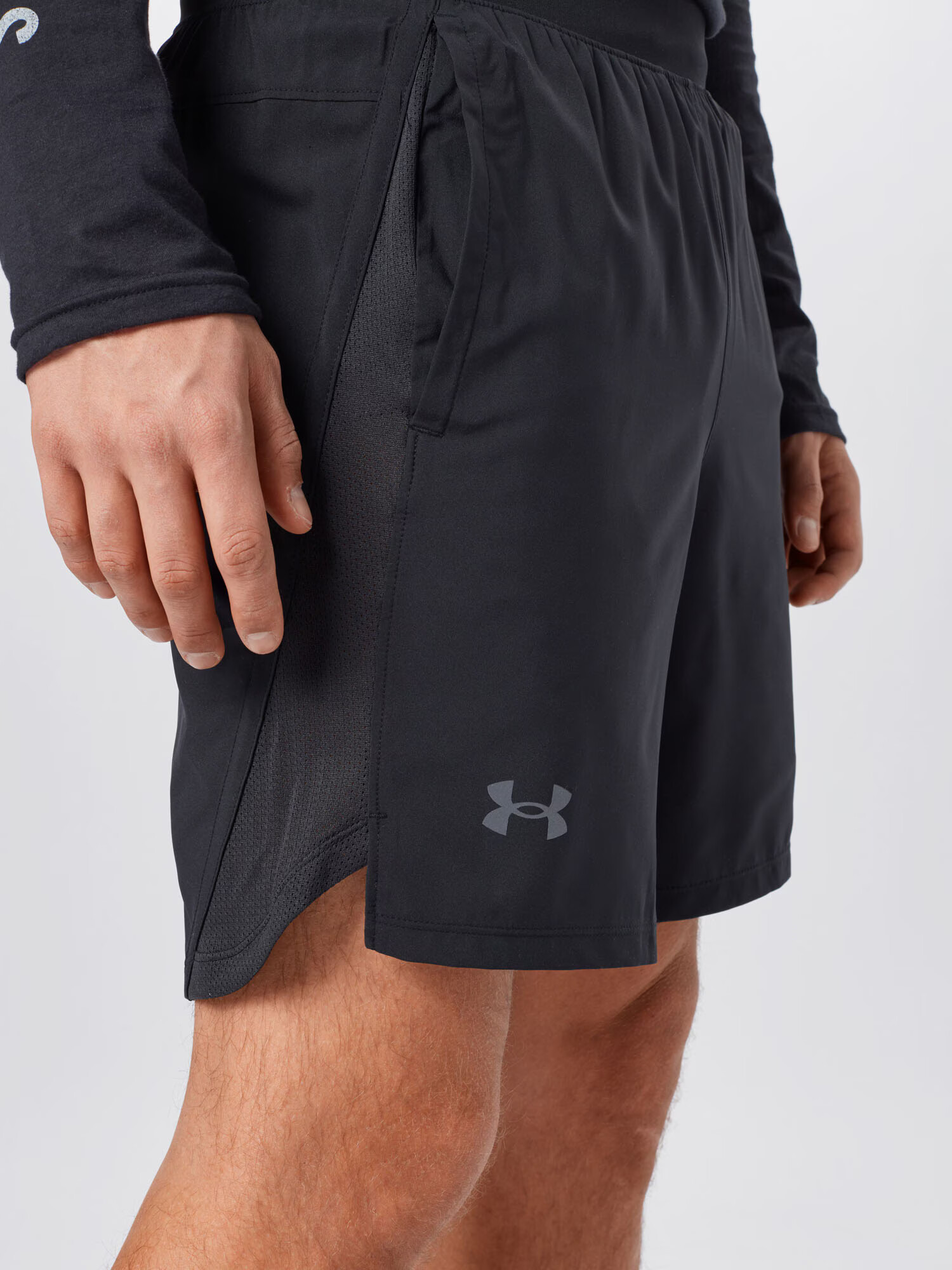 UNDER ARMOUR Športne hlače 'Launch' siva / črna - Pepit.si