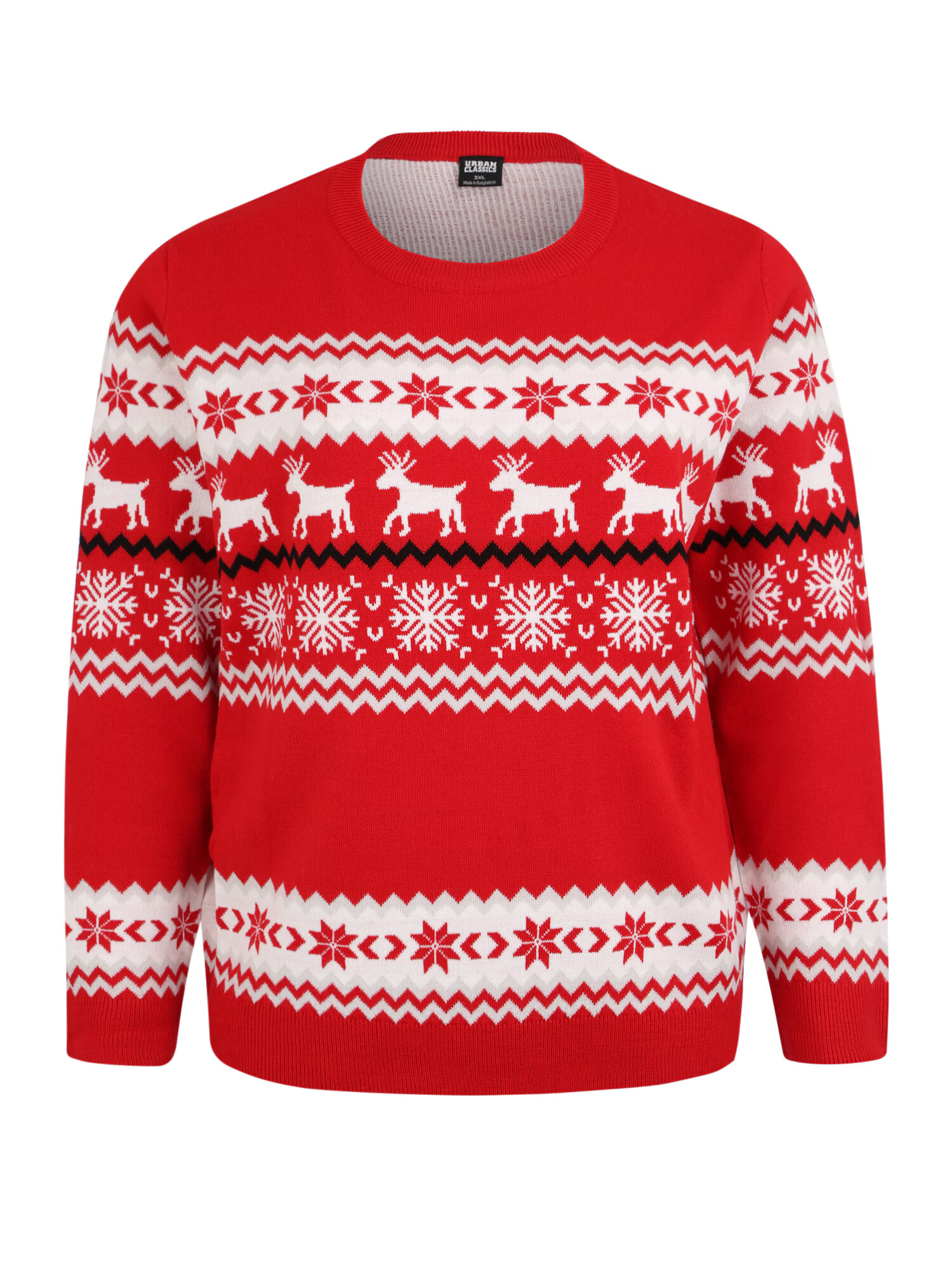 Urban Classics Curvy Pulover 'Norwegian Christmas Sweater' rdeča / bela - Pepit.si