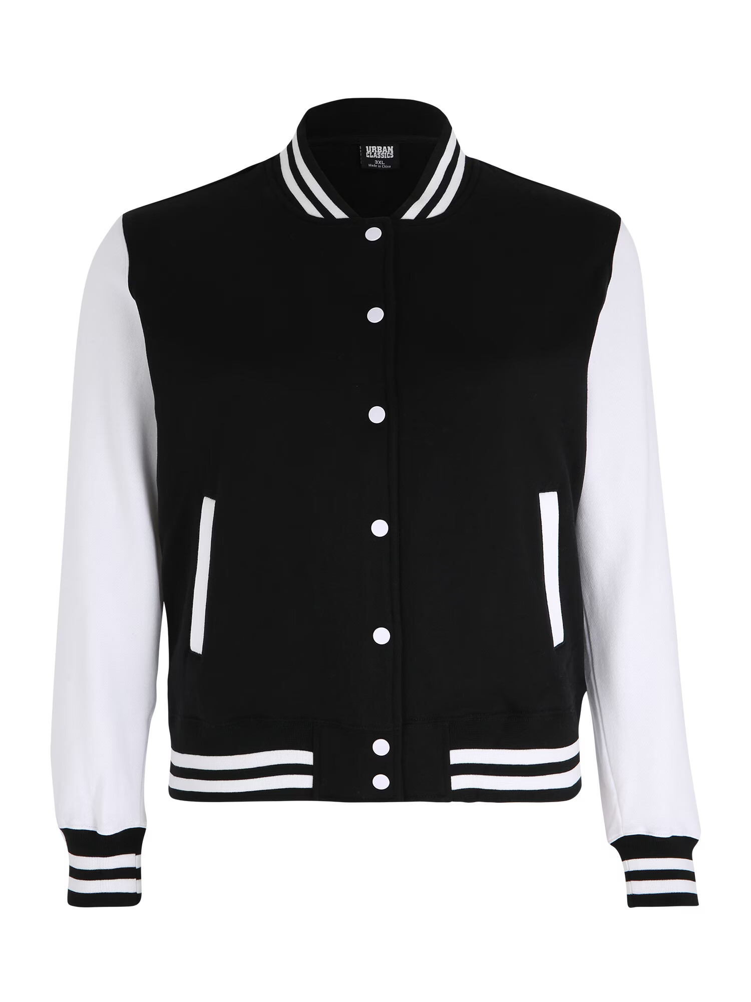 Urban Classics Majica 'Ladies 2-tone College Sweatjacket' črna / bela - Pepit.si