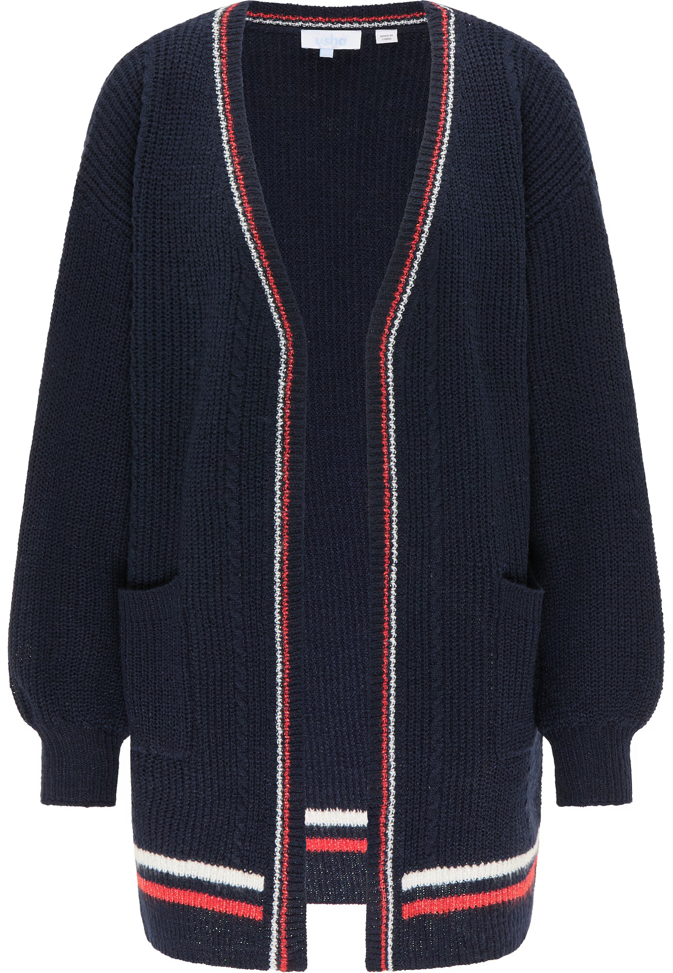 usha BLUE LABEL Strickjacke temno modra / rdeča / bela - Pepit.si