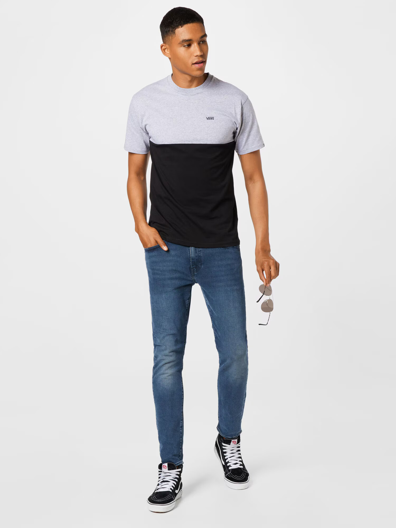 VANS Majica 'MN COLORBLOCK TEE' pegasto siva / črna - Pepit.si