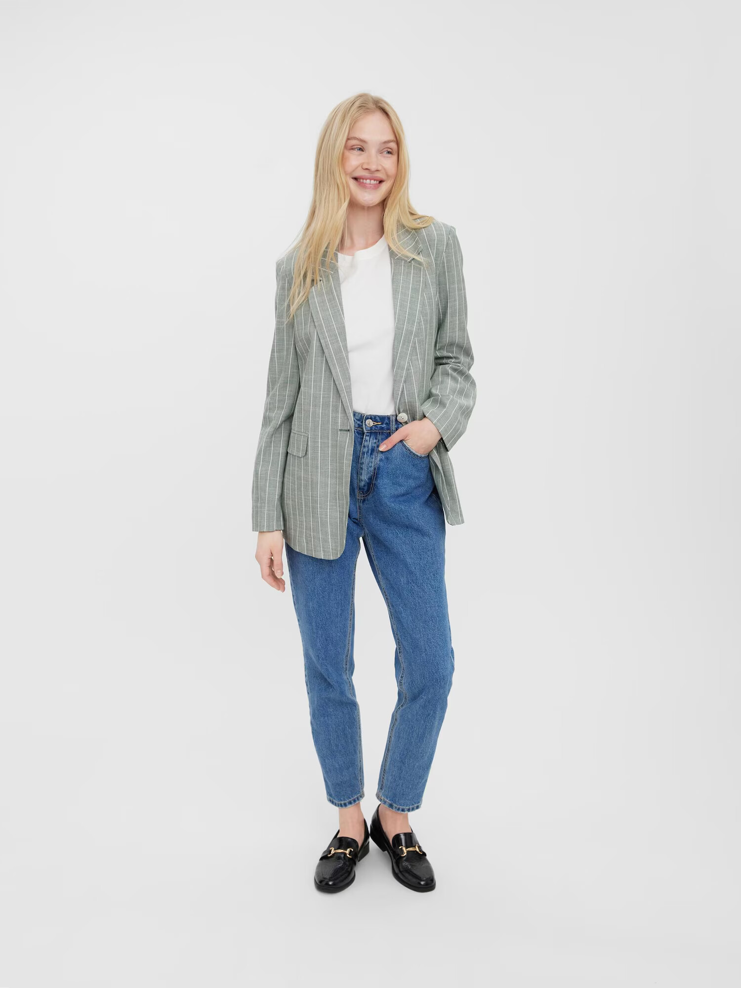 VERO MODA Blazer 'Serena' kaki / bela - Pepit.si