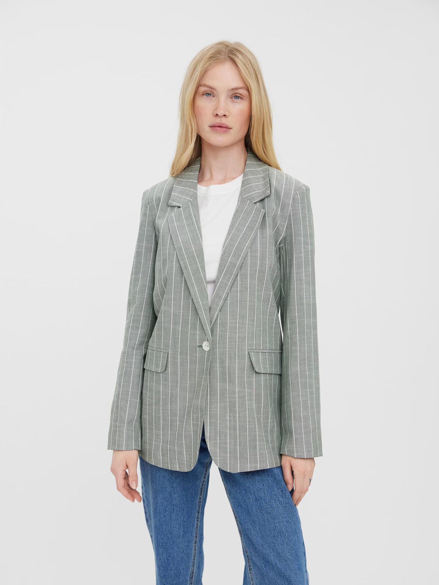 VERO MODA Blazer 'Serena' kaki / bela - Pepit.si