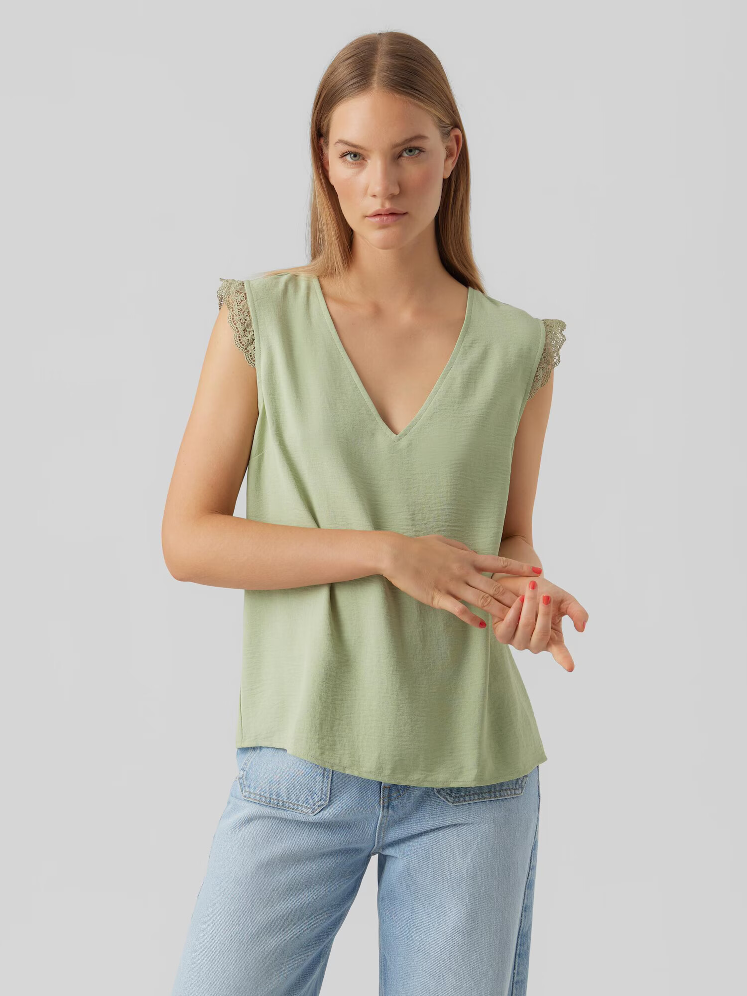 VERO MODA Bluza 'BIMS' pastelno zelena - Pepit.si