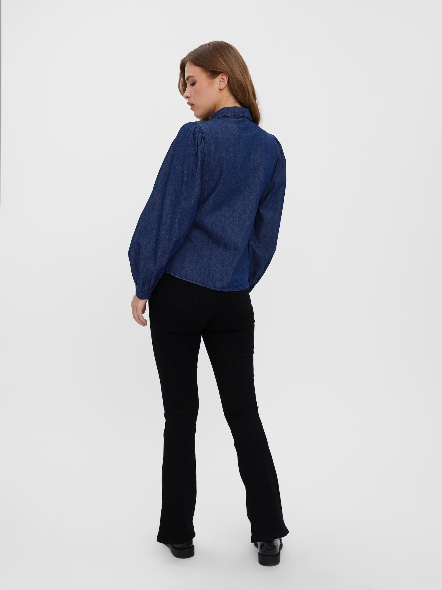 VERO MODA Bluza 'Nily' moder denim / črna / bela - Pepit.si