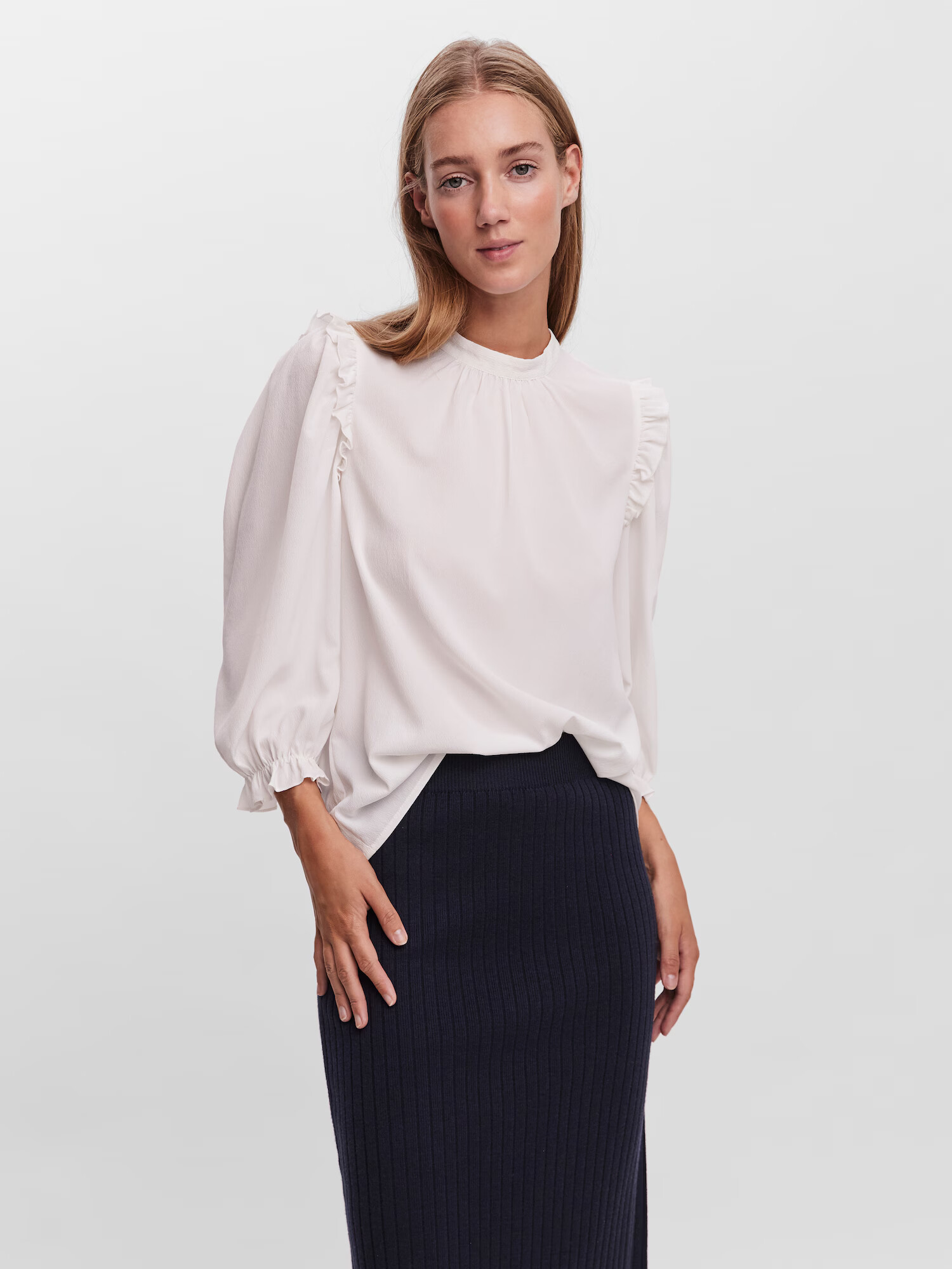 VERO MODA Bluza 'Olivia' voda / bela - Pepit.si