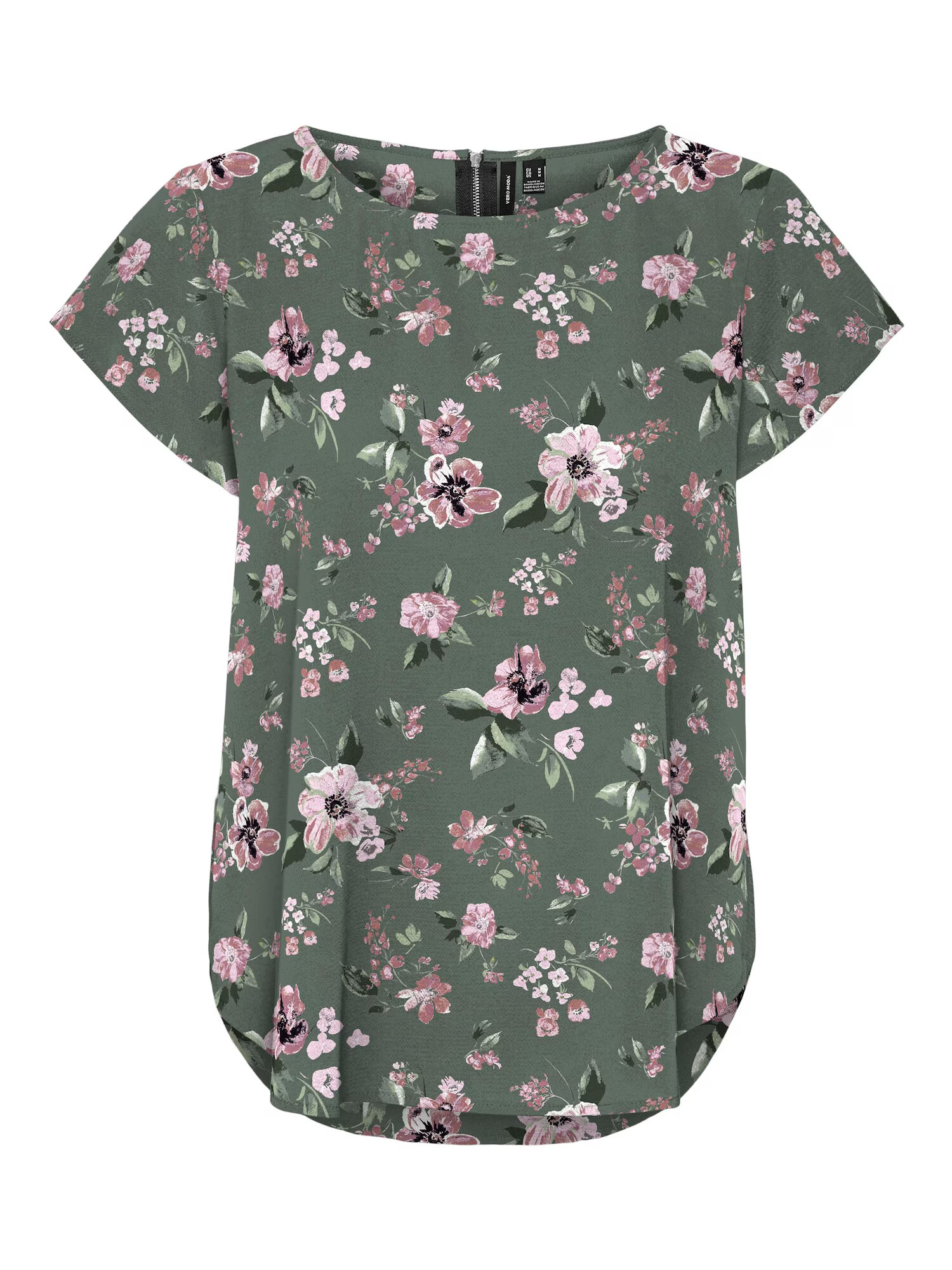 VERO MODA Bluza 'SAKI' pastelno zelena / temno zelena / roza / staro roza - Pepit.si