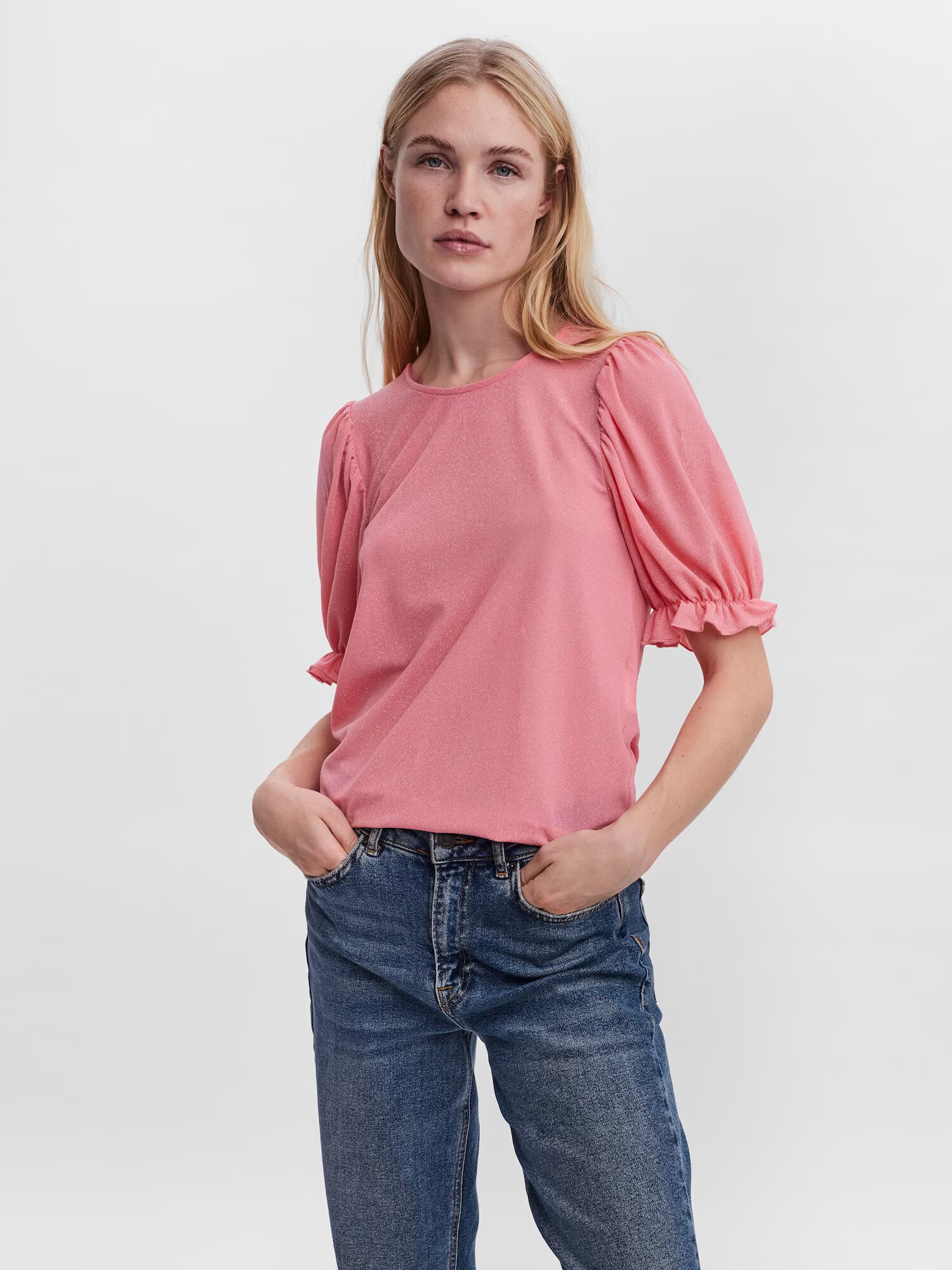 VERO MODA Bluza 'Sparkle' pegasto roza - Pepit.si