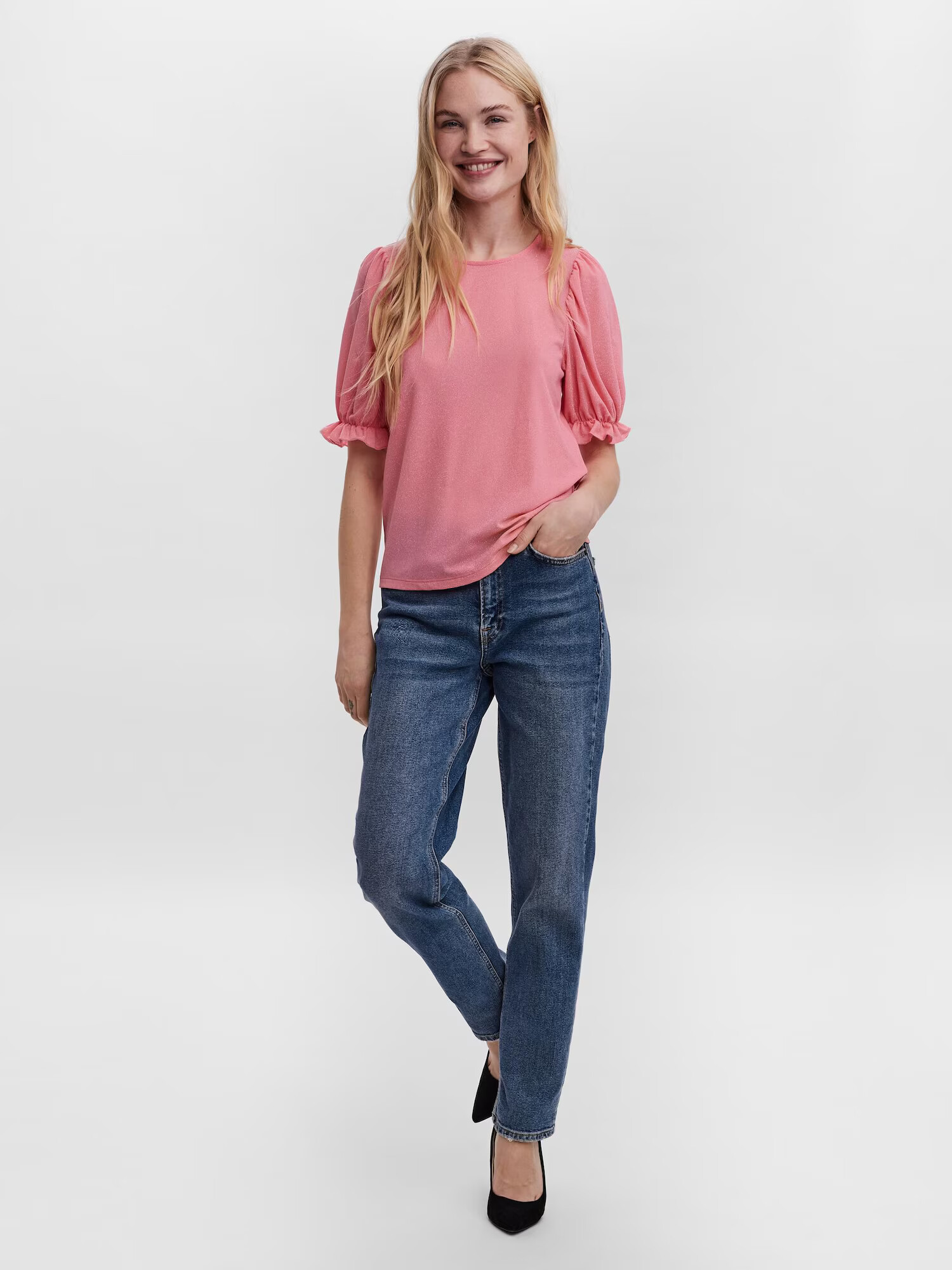 VERO MODA Bluza 'Sparkle' pegasto roza - Pepit.si