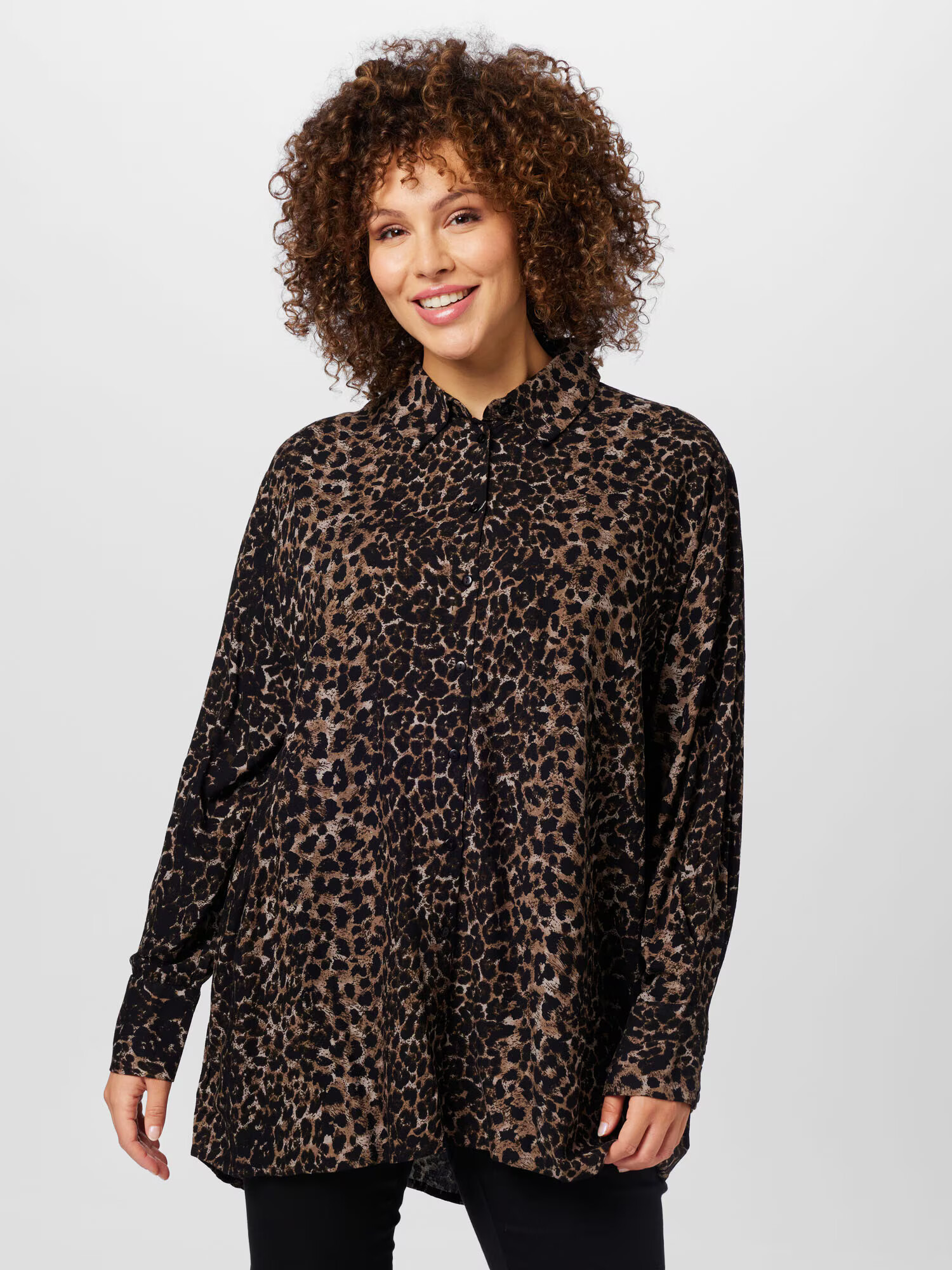 Vero Moda Curve Bluza 'KITTIE' temno bež / črna - Pepit.si