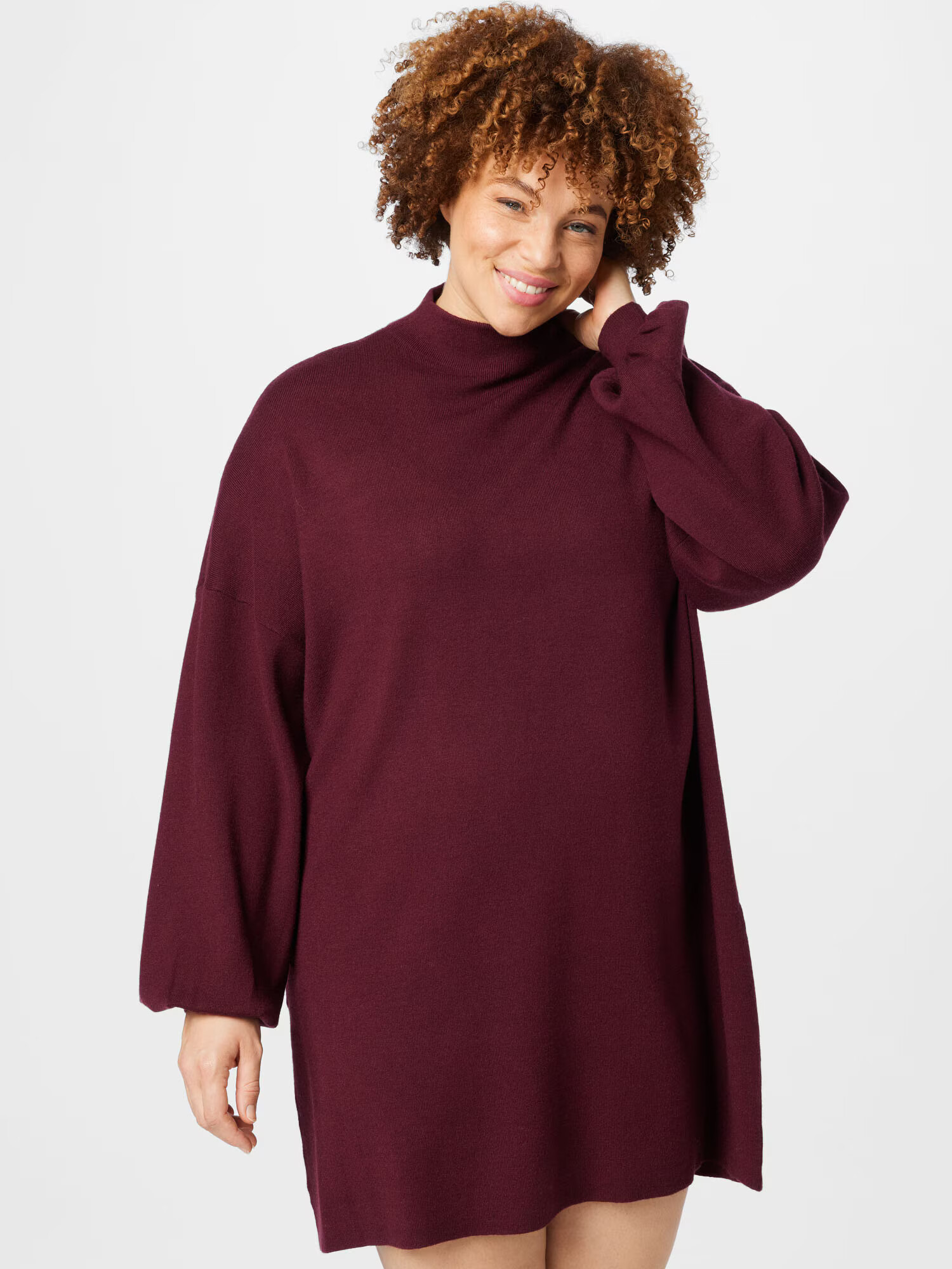 Vero Moda Curve Pletena obleka 'Nancy' burgund - Pepit.si