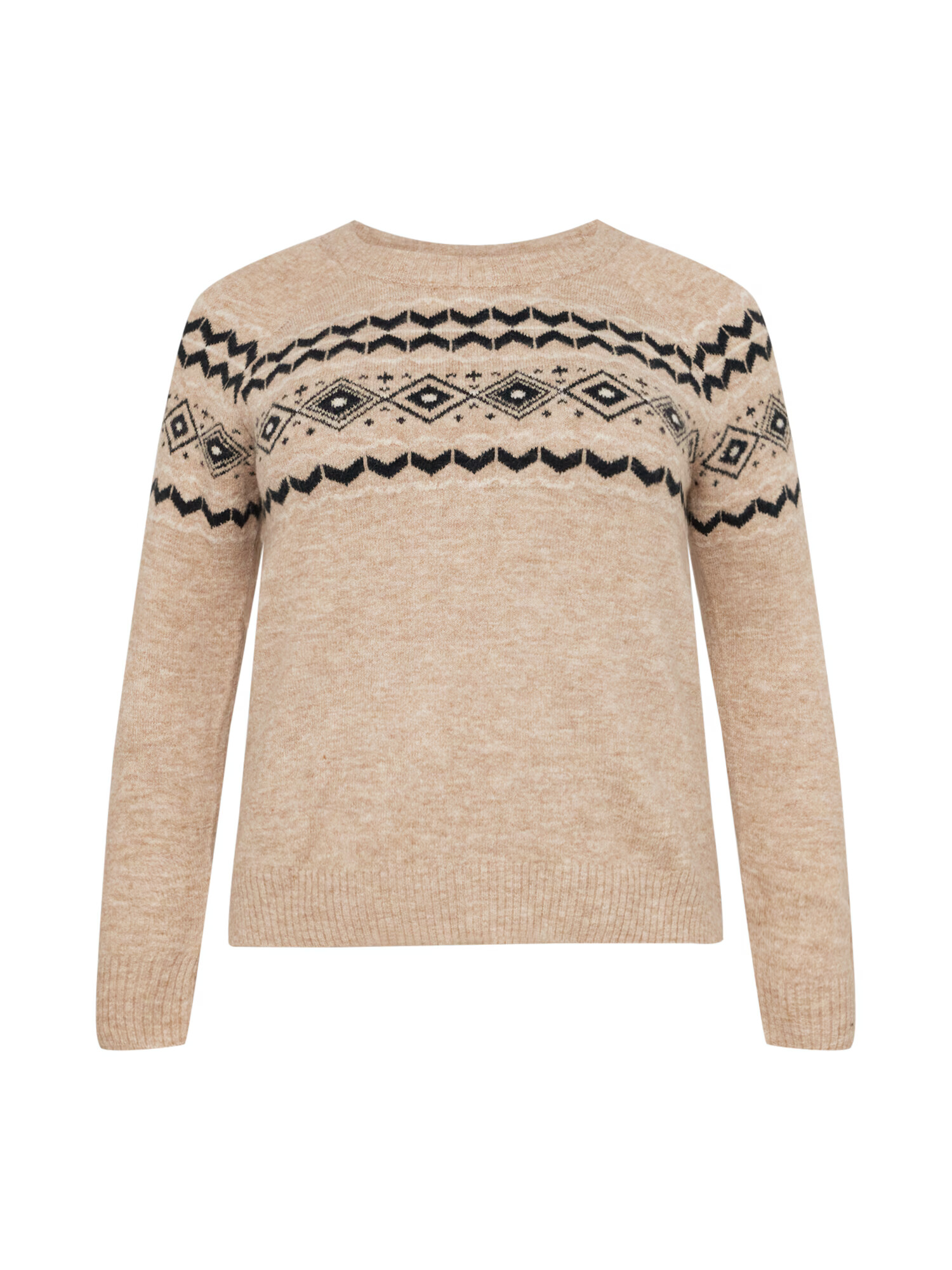 Vero Moda Curve Pulover 'FIFI FAIRISLE' progasto bež / črna / bela - Pepit.si