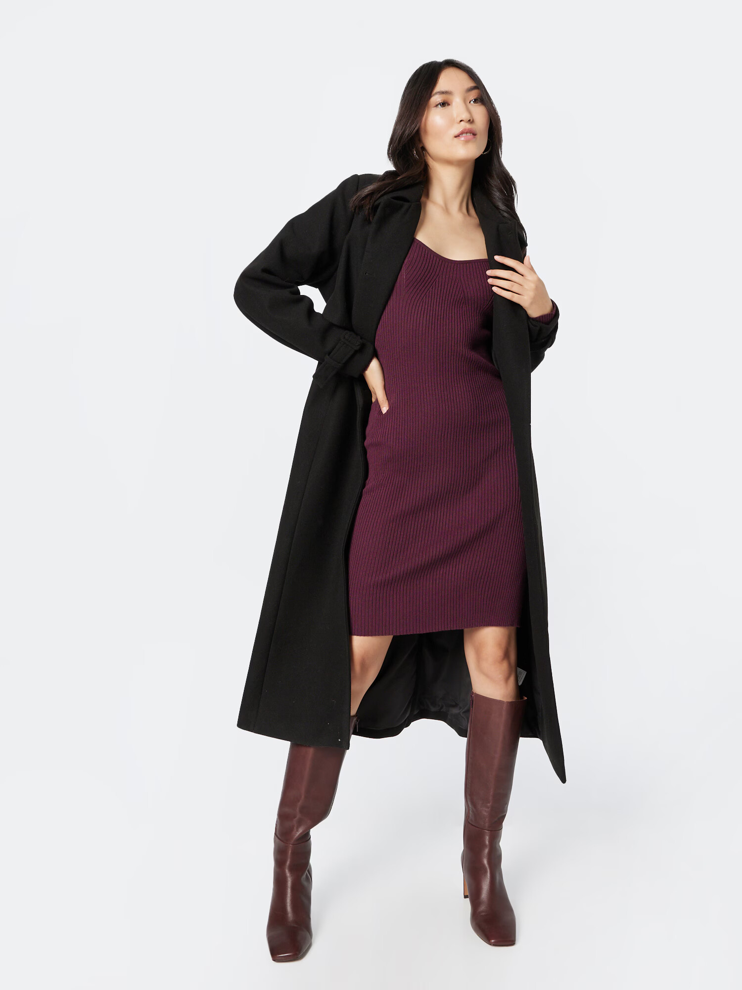 VERO MODA Pletena obleka 'Willow' burgund - Pepit.si