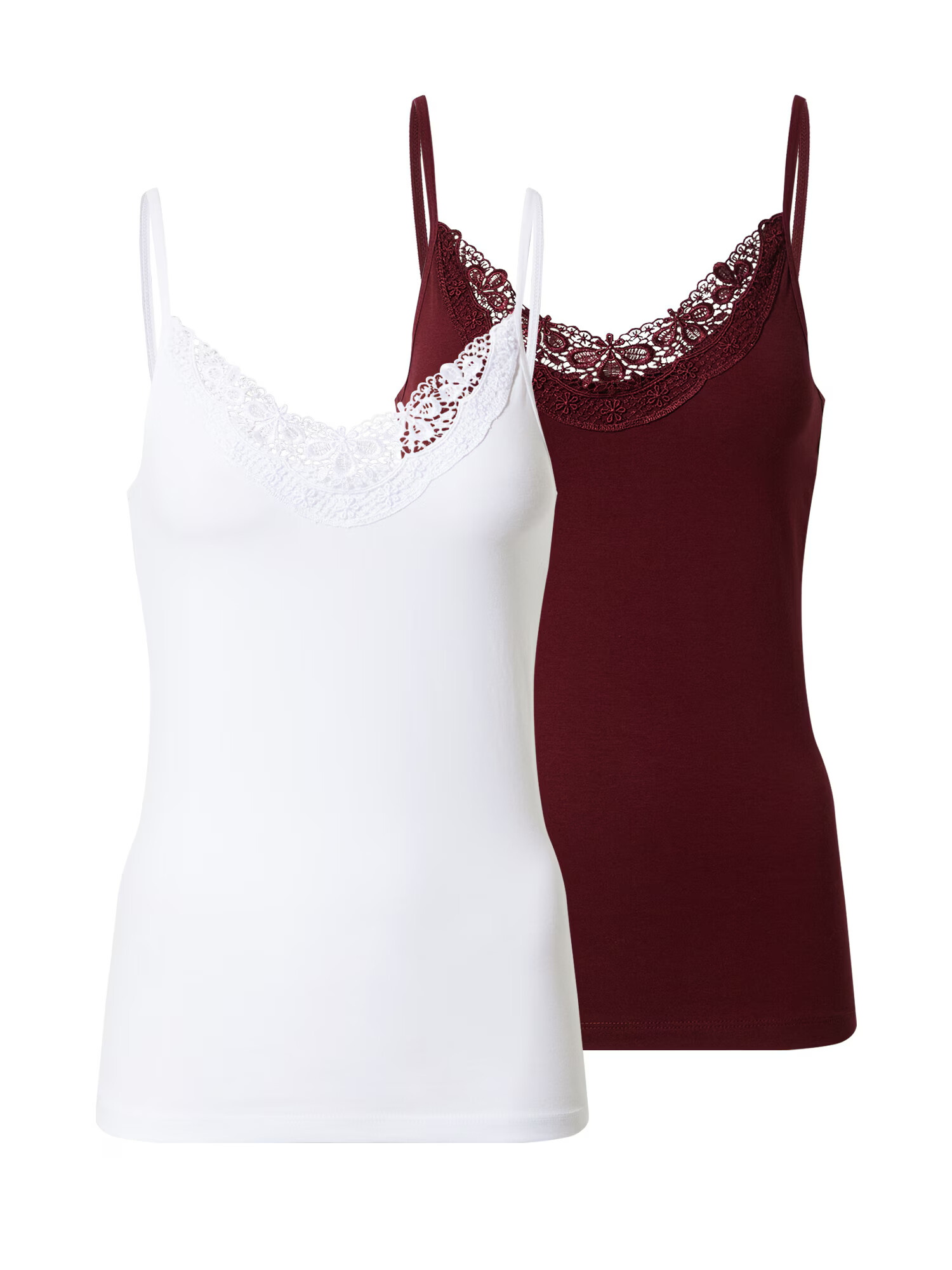 VERO MODA Top 'Inge' bela / bordo - Pepit.si