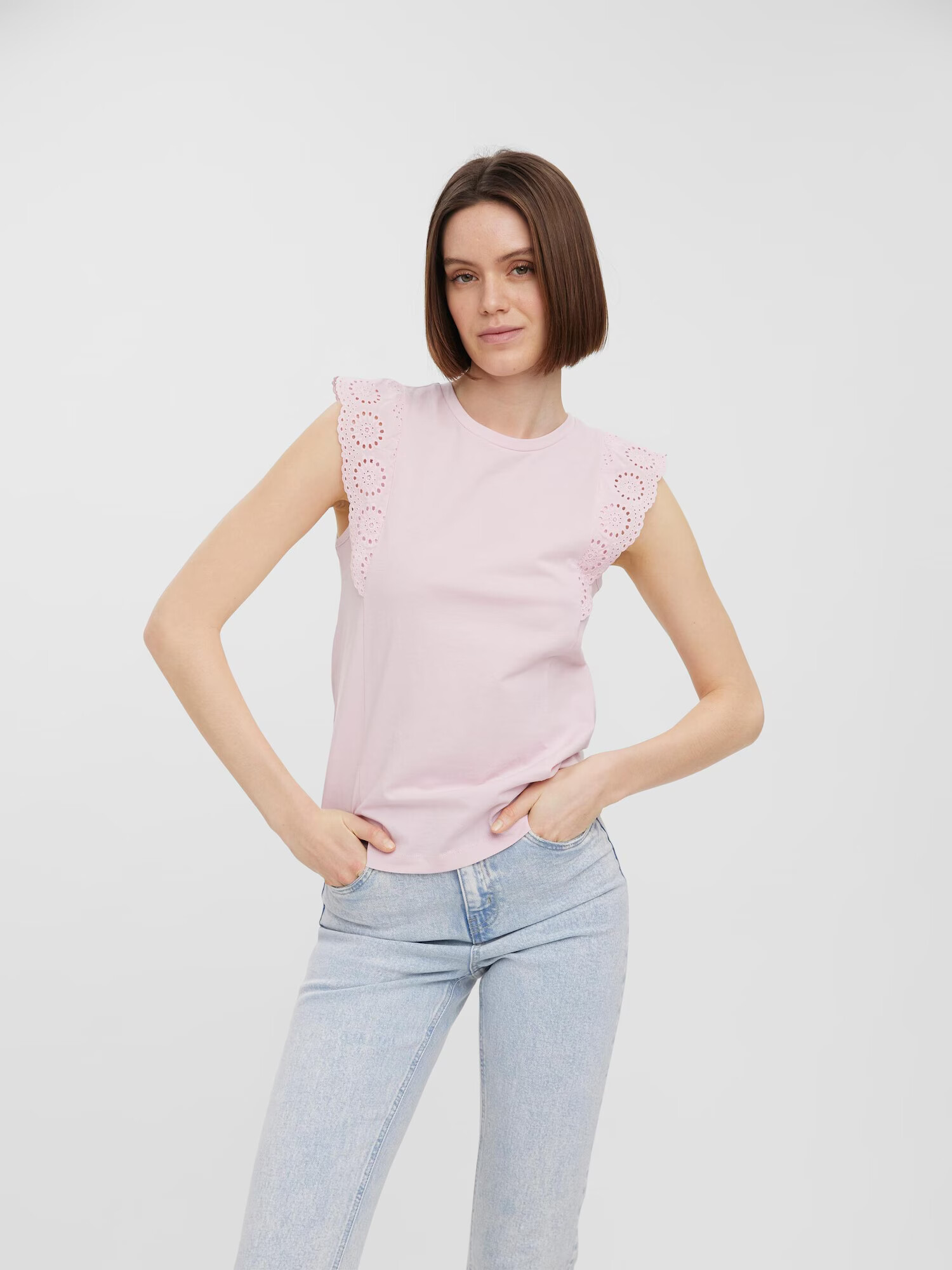 VERO MODA Top pastelno roza - Pepit.si