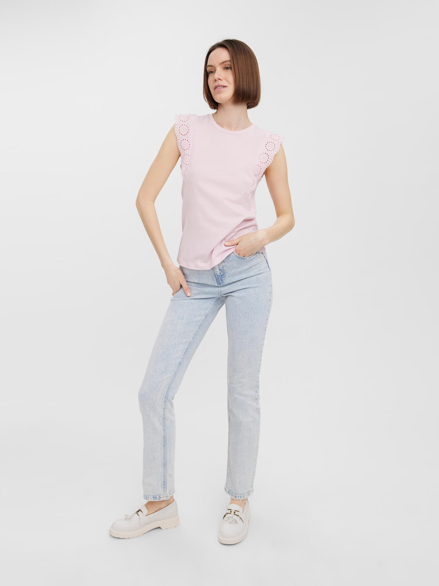 VERO MODA Top pastelno roza - Pepit.si