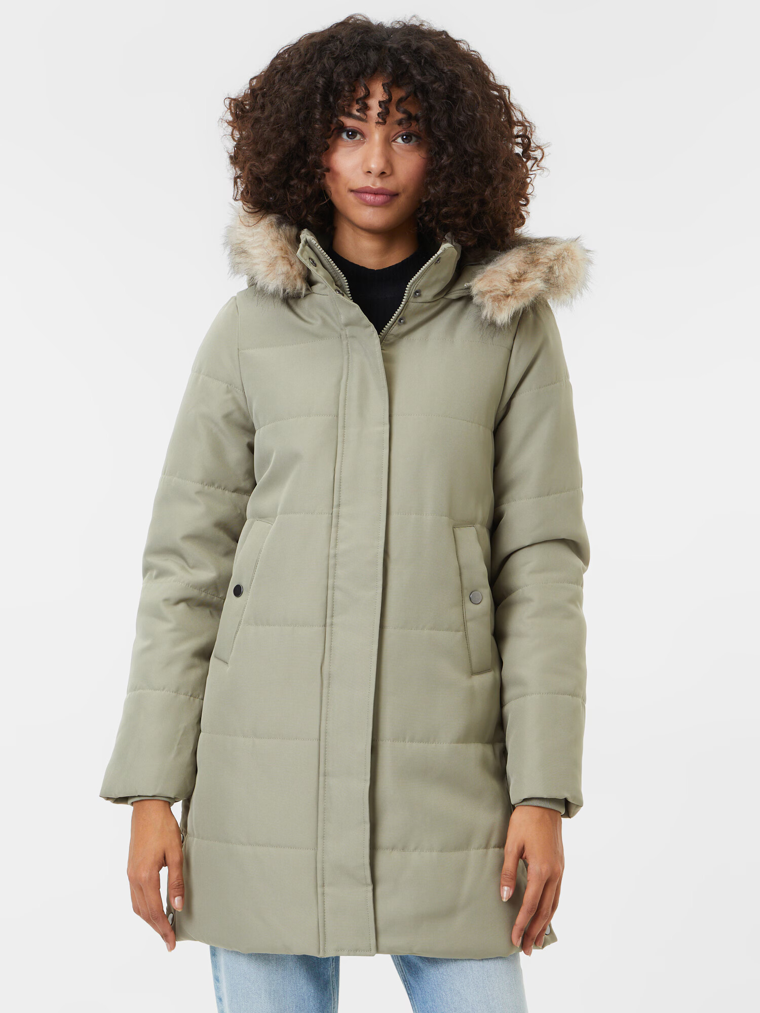 VERO MODA Zimski plašč 'Addison' chamois / pastelno zelena - Pepit.si