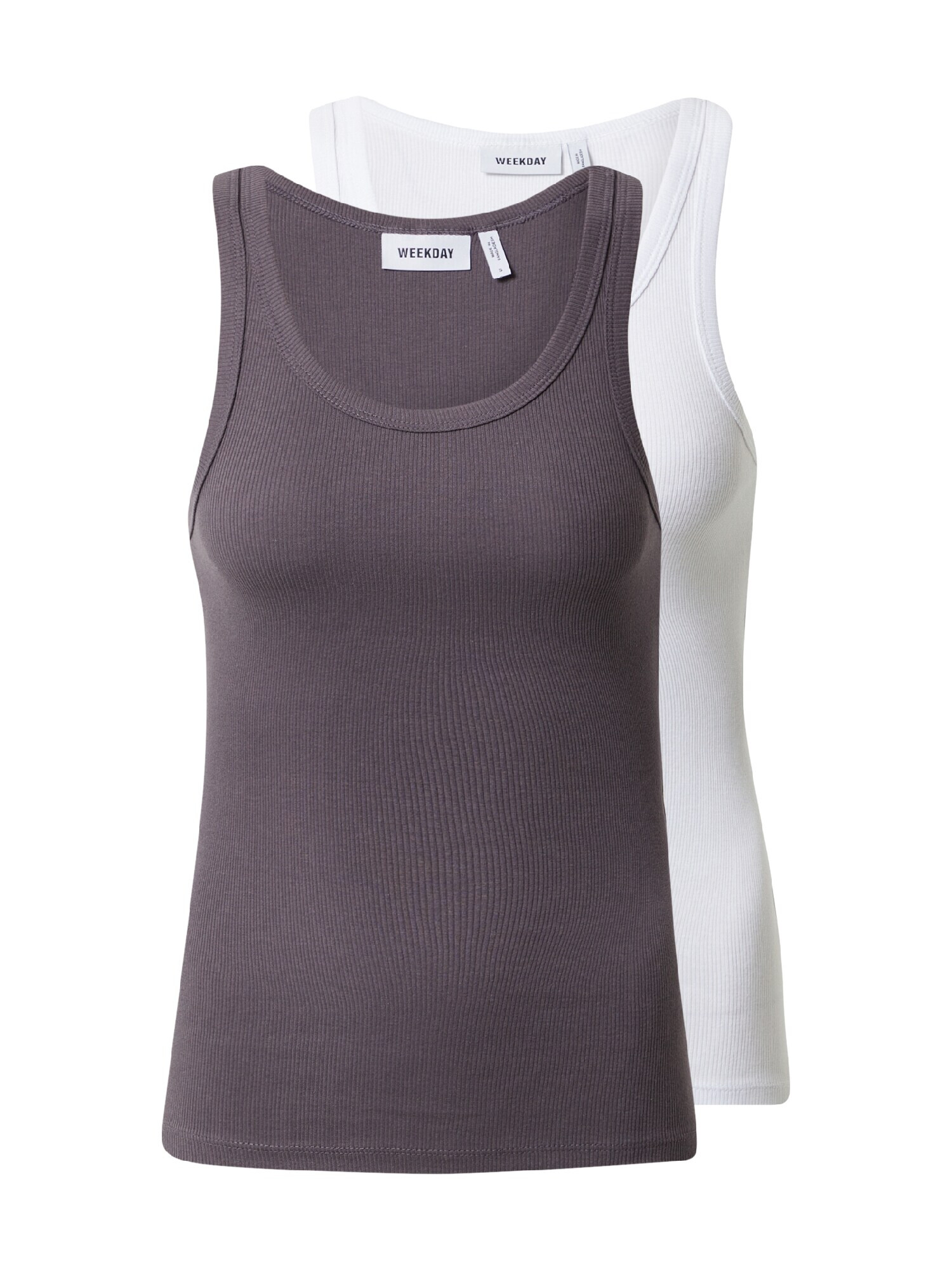 WEEKDAY Top 'Close Fitted' temno siva / bela - Pepit.si