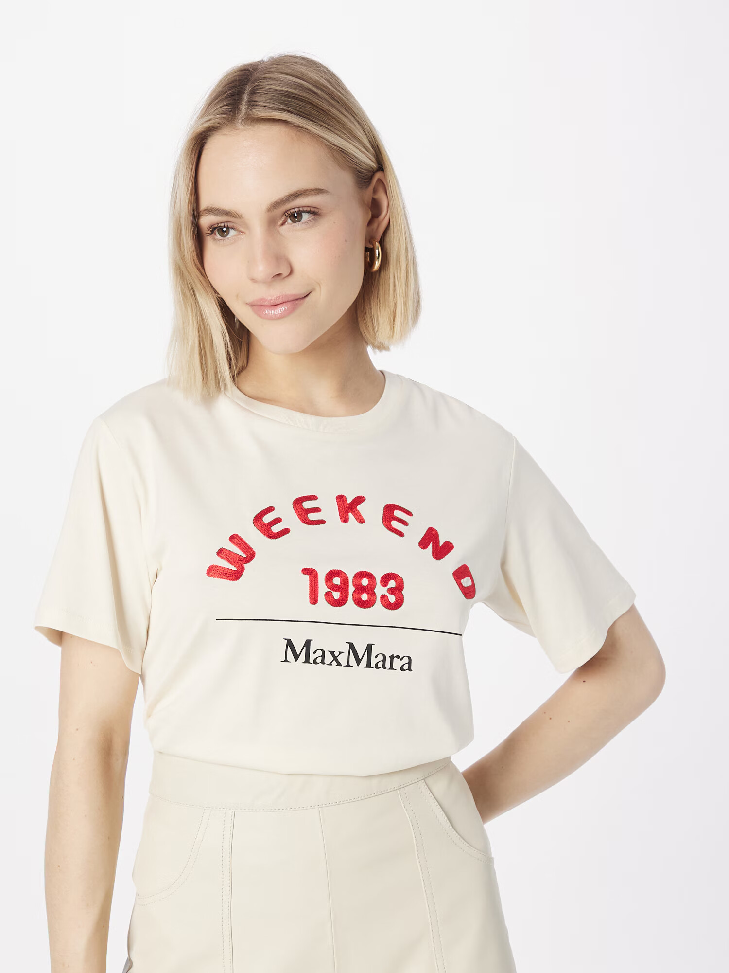 Weekend Max Mara Majica 'LUIS' svetlo bež / rdeča / črna - Pepit.si