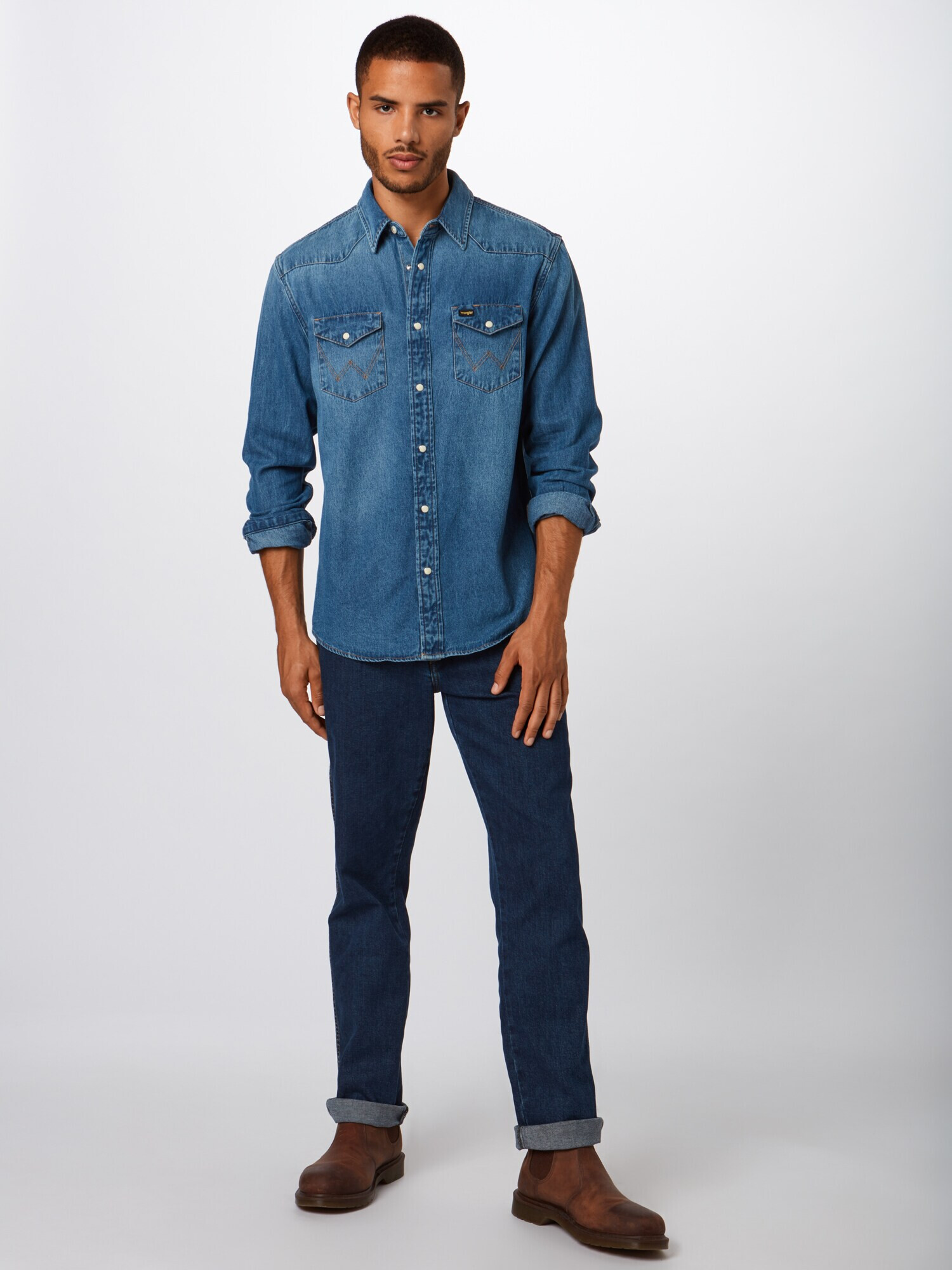 WRANGLER Srajca moder denim - Pepit.si