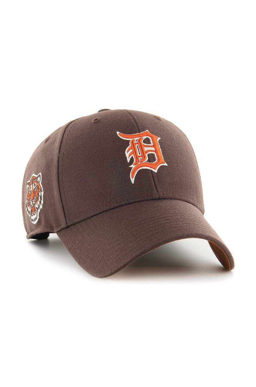 47brand Bombažna bejzbolska kapa MLB Detroit Tigers rjava barva - Pepit.si