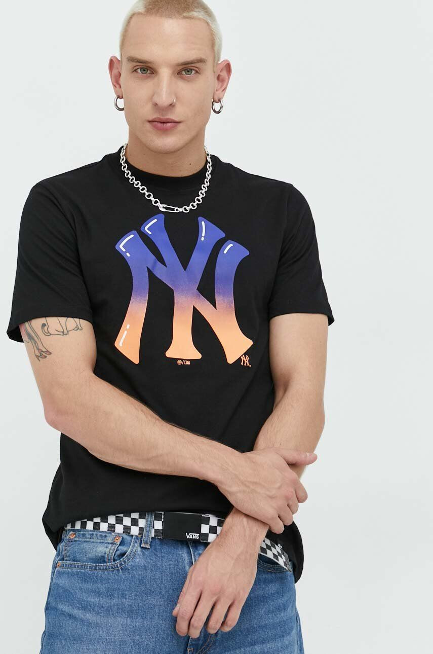 47brand Bombažna kratka majica Mlb New York Yankees zelena barva - Pepit.si