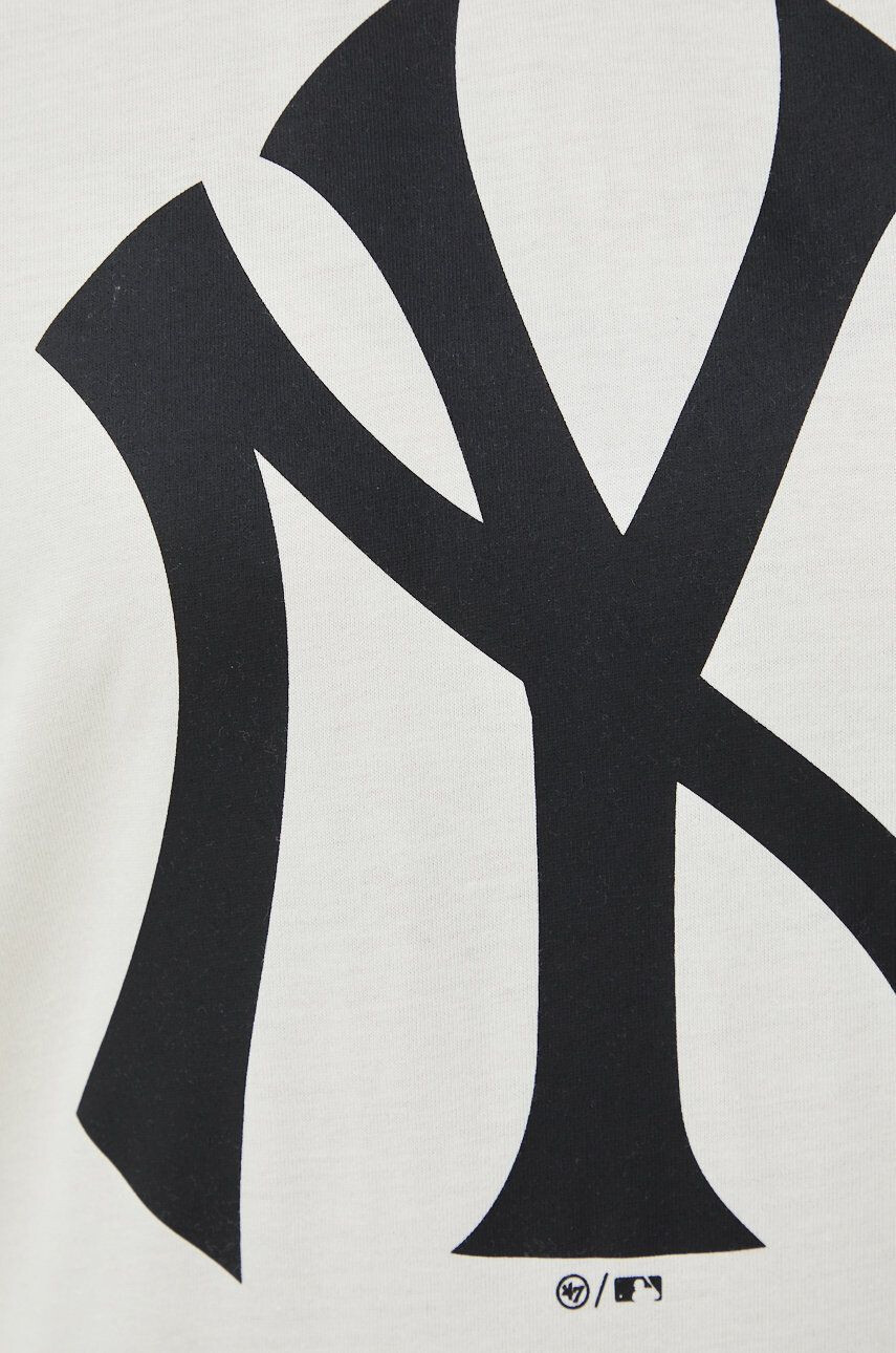 47brand Bombažna kratka majica Mlb New York Yankees bež barva - Pepit.si