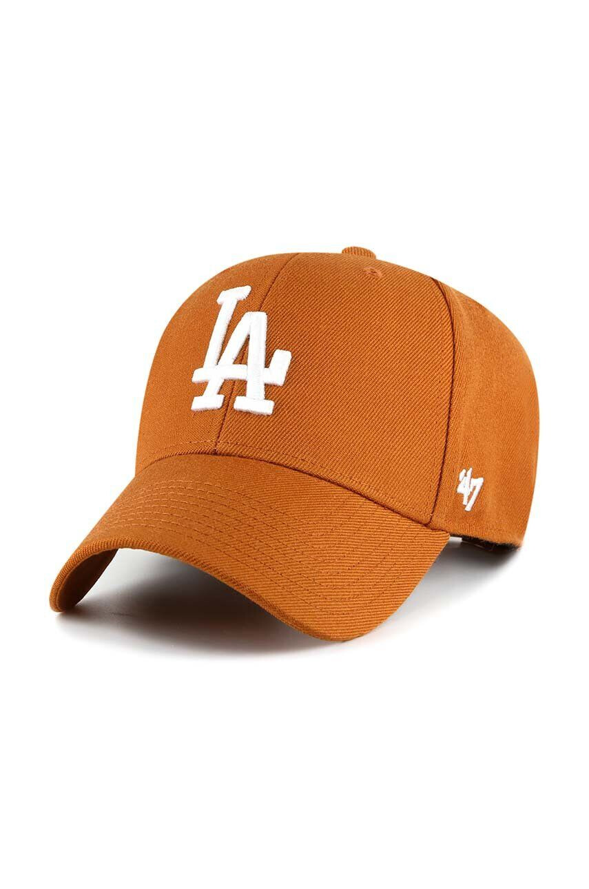 47brand Kapa iz mešanice volne MLB Los Angeles Dodgers oranžna barva - Pepit.si