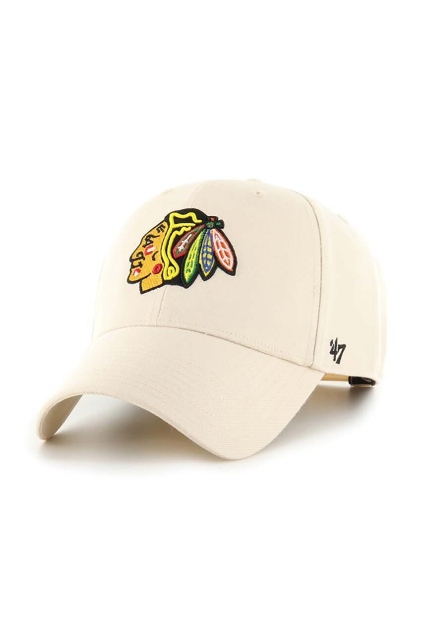 47brand Kapa iz mešanice volne NHL Chicago Blackhawks bež barva - Pepit.si