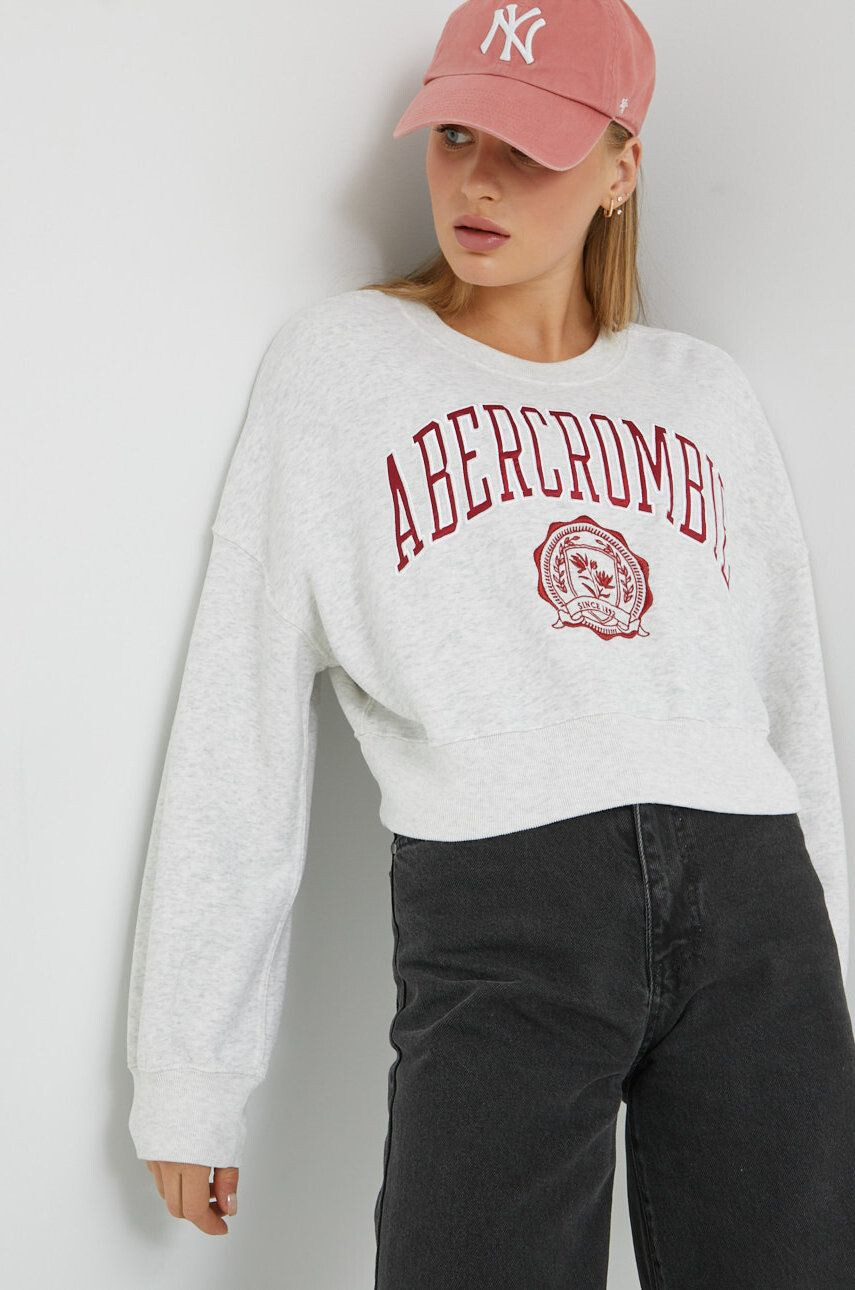 Abercrombie & Fitch Bluza ženska siva barva - Pepit.si