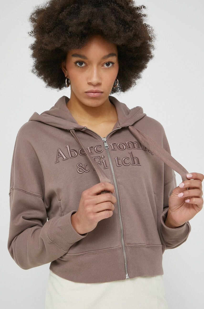 Abercrombie & Fitch Bluza ženska rjava barva s kapuco - Pepit.si