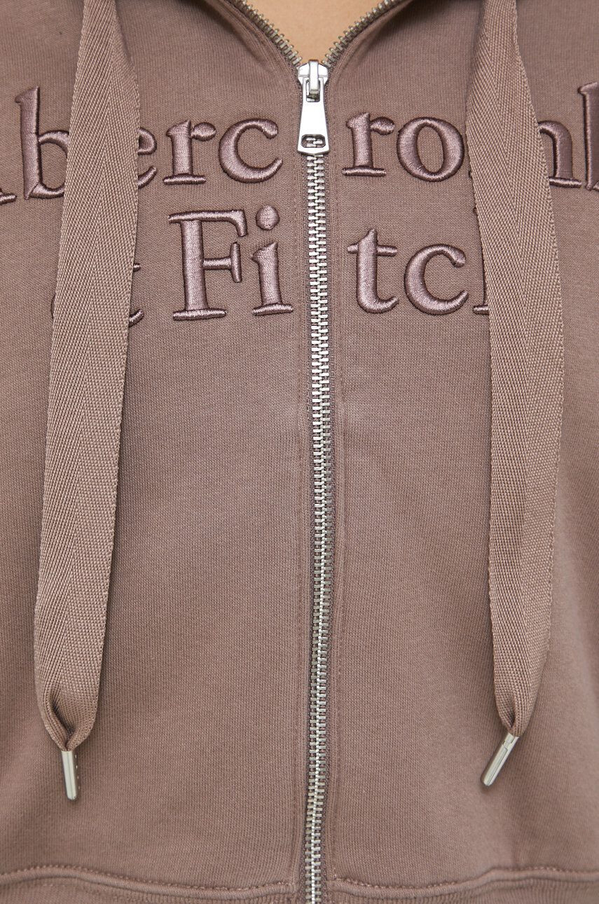 Abercrombie & Fitch Bluza ženska rjava barva s kapuco - Pepit.si