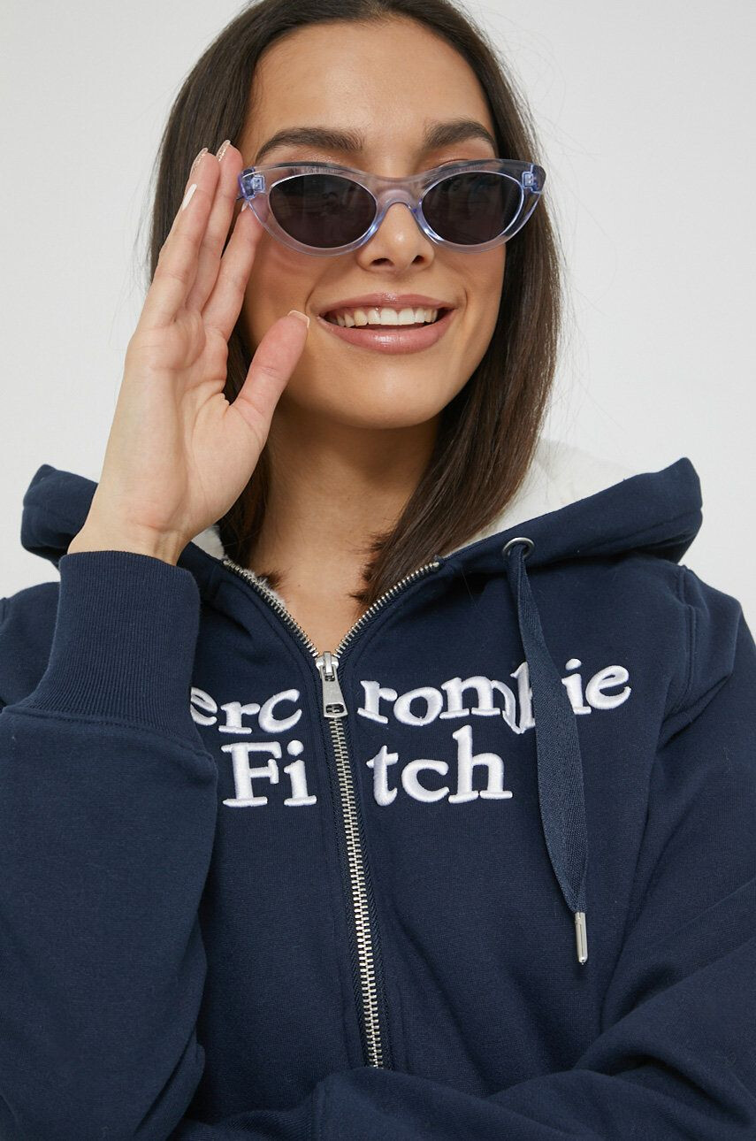 Abercrombie & Fitch Bluza ženska mornarsko modra barva s kapuco - Pepit.si