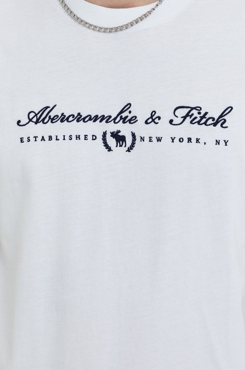 Abercrombie & Fitch Bombažna kratka majica bela barva - Pepit.si