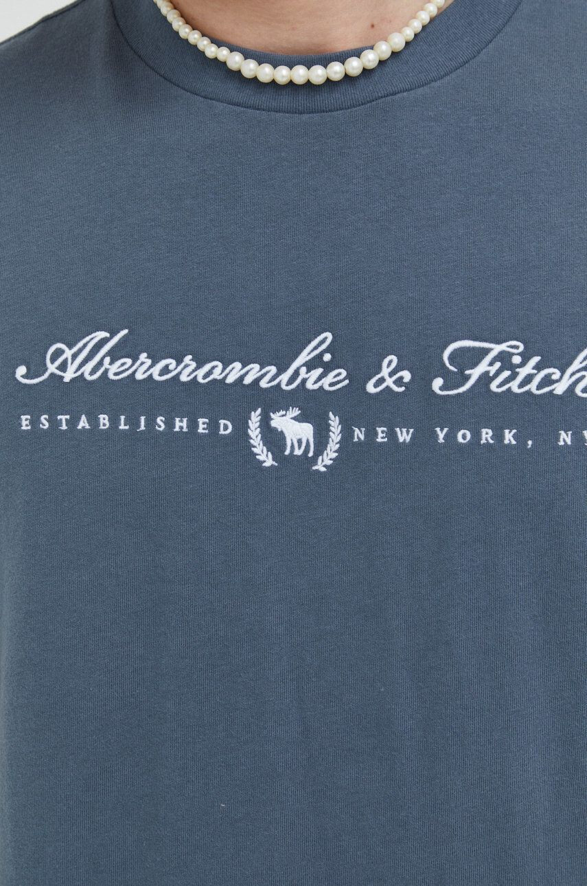 Abercrombie & Fitch Bombažna kratka majica siva barva - Pepit.si