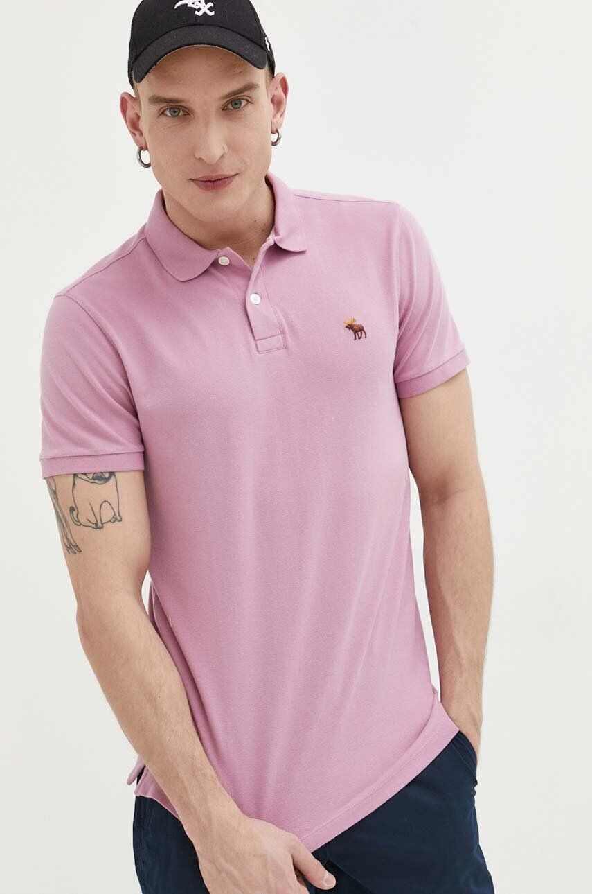 Abercrombie & Fitch Polo moški roza barva - Pepit.si