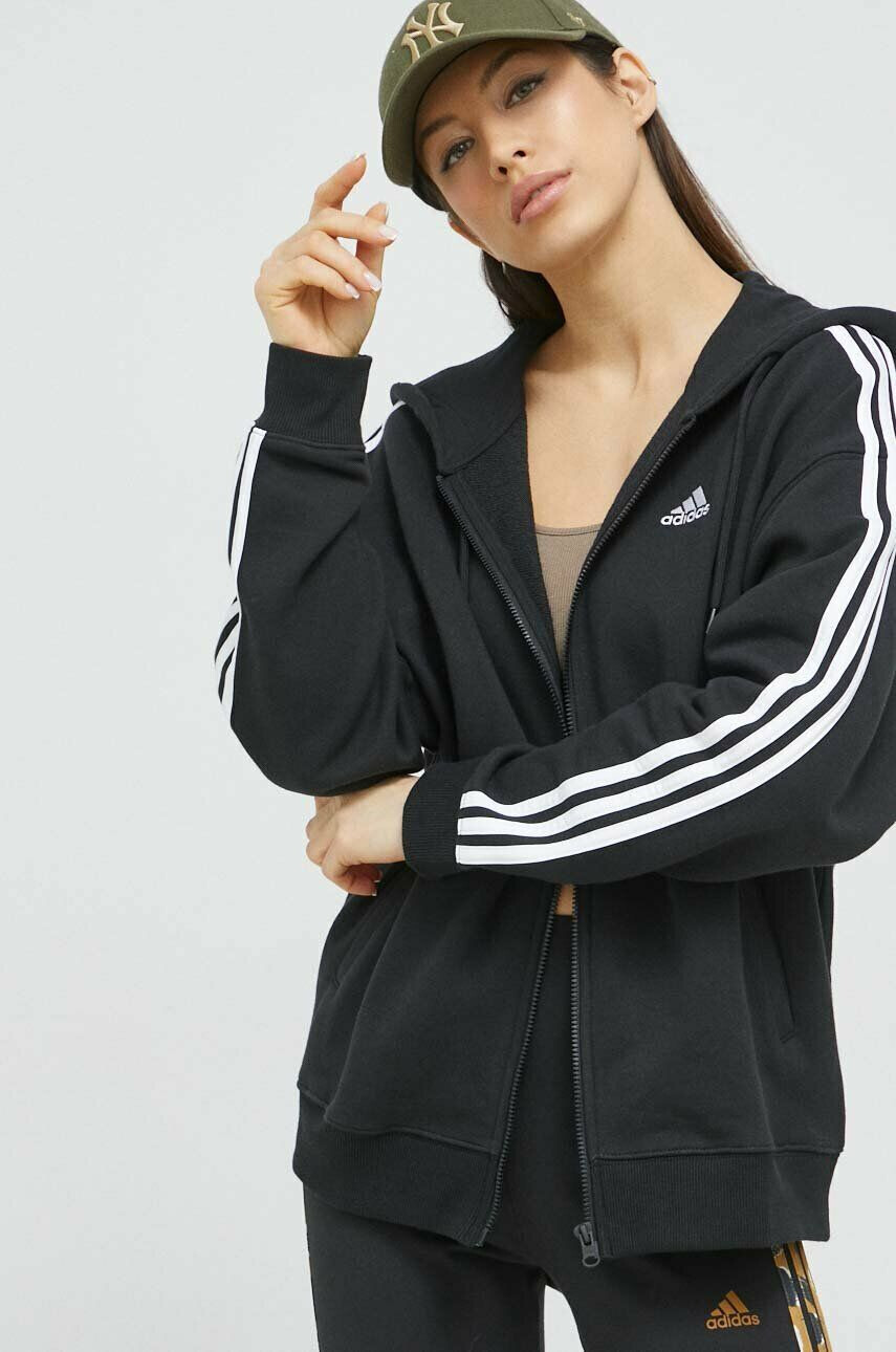 adidas Bluza ženska črna barva s kapuco - Pepit.si