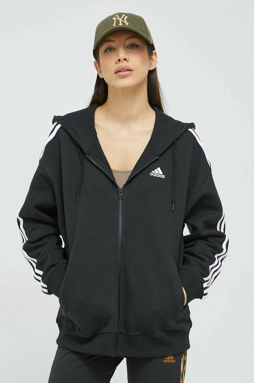 adidas Bluza ženska črna barva s kapuco - Pepit.si