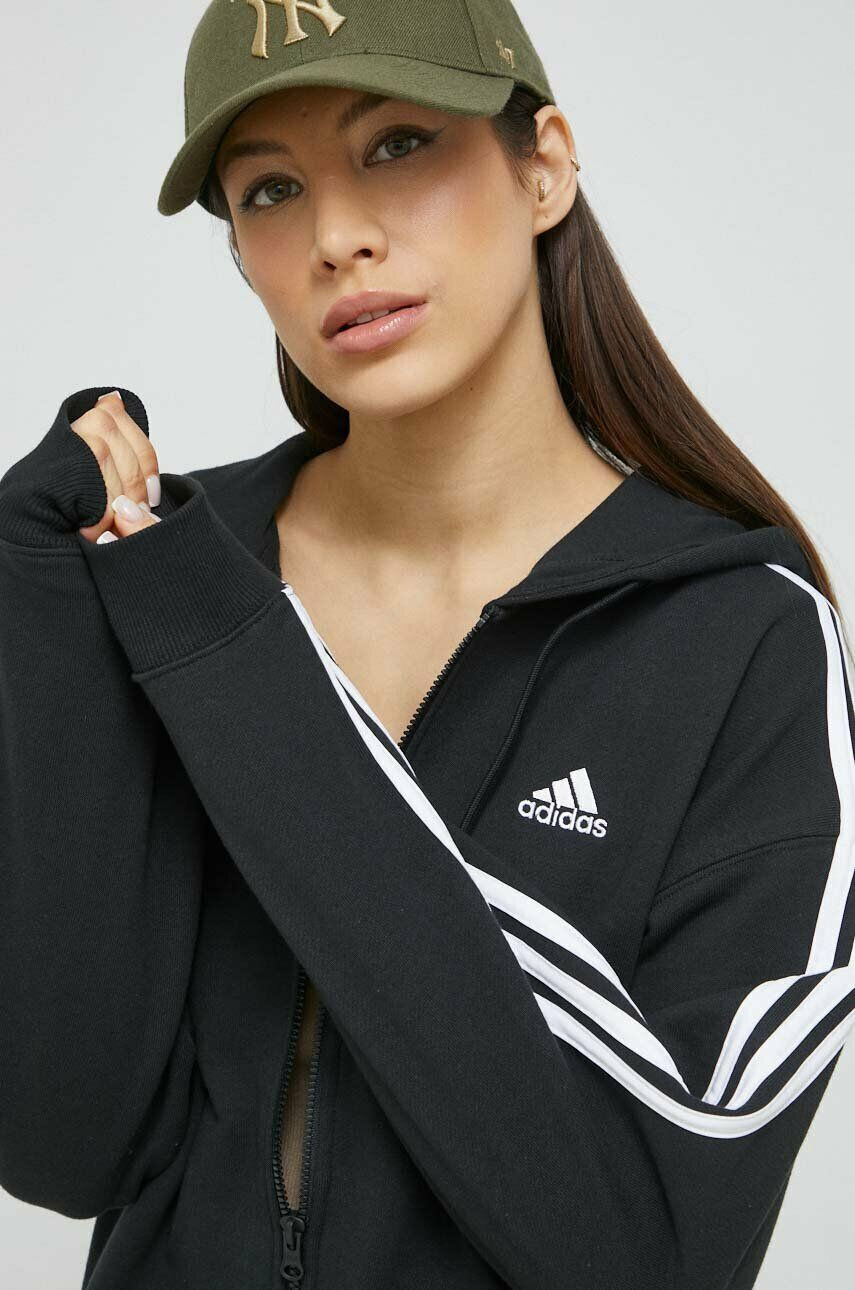 adidas Bluza ženska črna barva s kapuco - Pepit.si