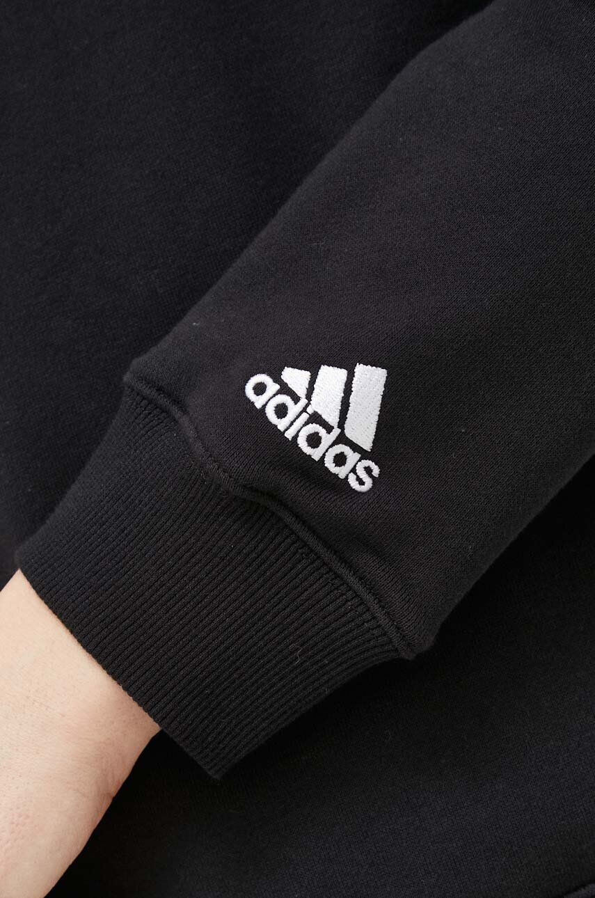 adidas Bombažen pulover ženska črna barva s kapuco - Pepit.si