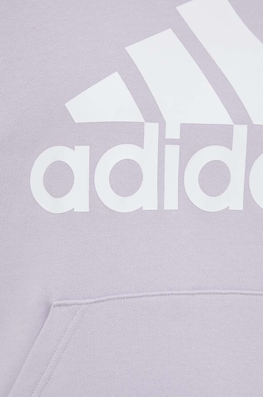 adidas Bombažen pulover Ženska vijolična barva s kapuco - Pepit.si