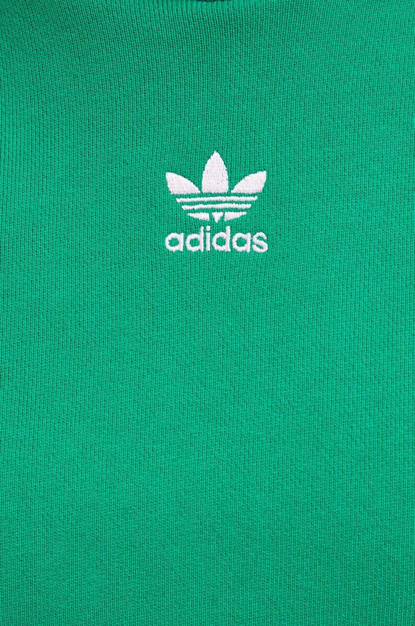 adidas Originals Bombažen pulover ženska zelena barva s kapuco - Pepit.si