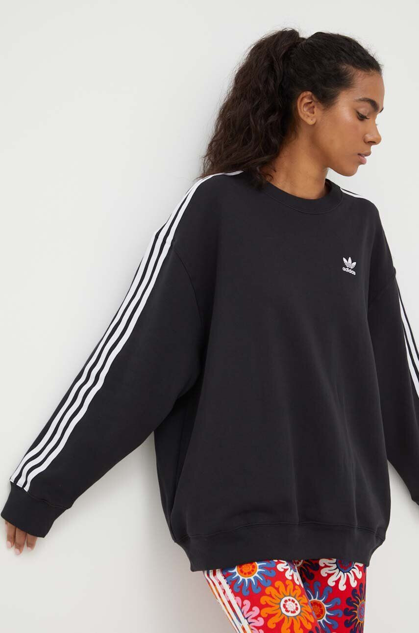 adidas Originals Bombažen pulover ženska črna barva - Pepit.si