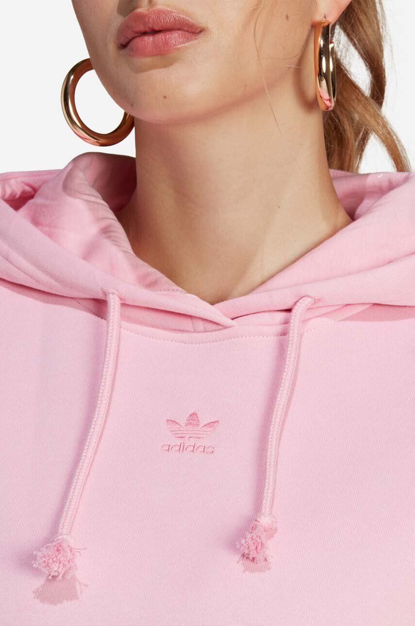 adidas Originals Bombažen pulover ženska roza barva s kapuco - Pepit.si