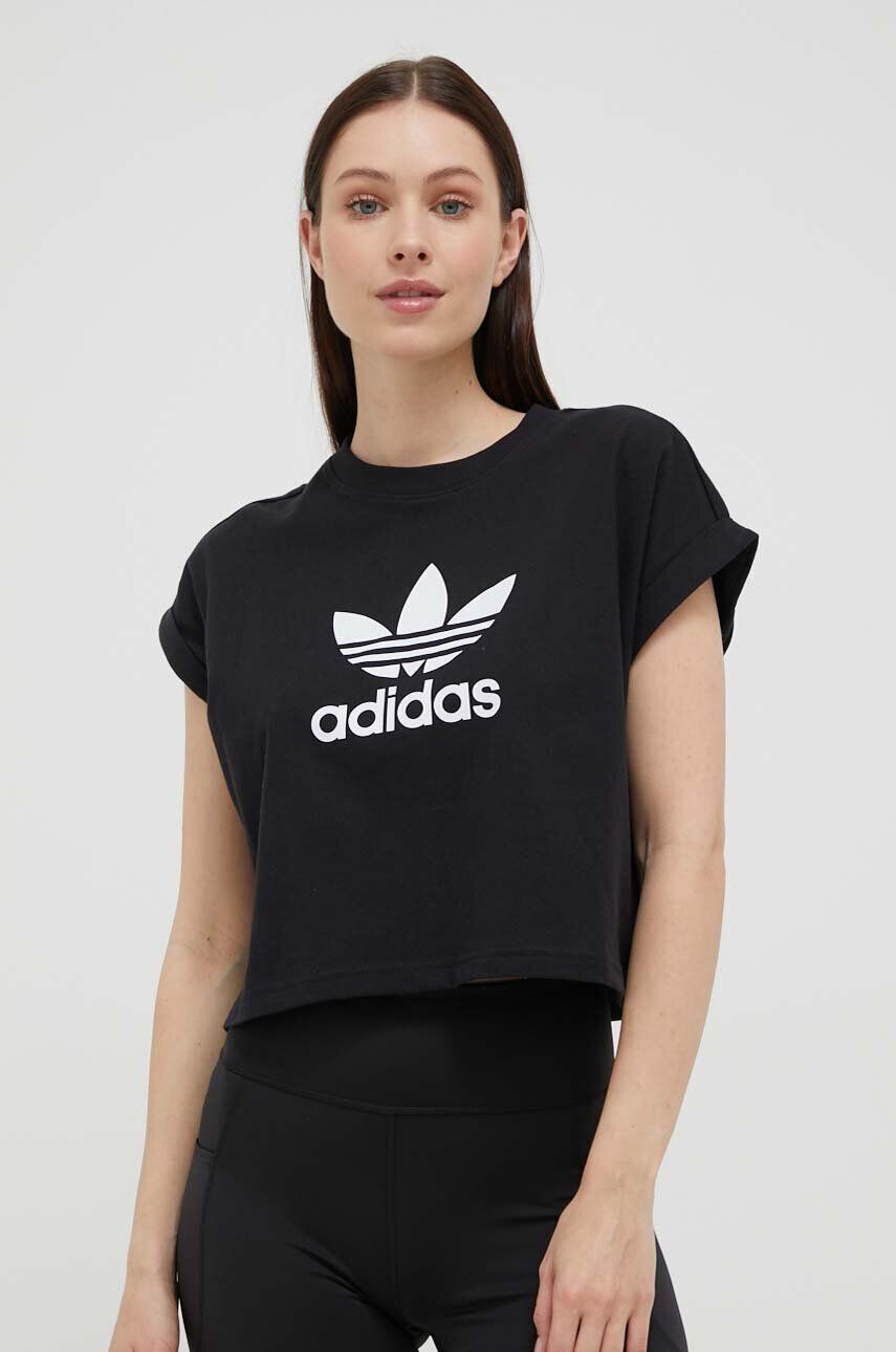 adidas Originals Bombažna kratka majica črna barva - Pepit.si