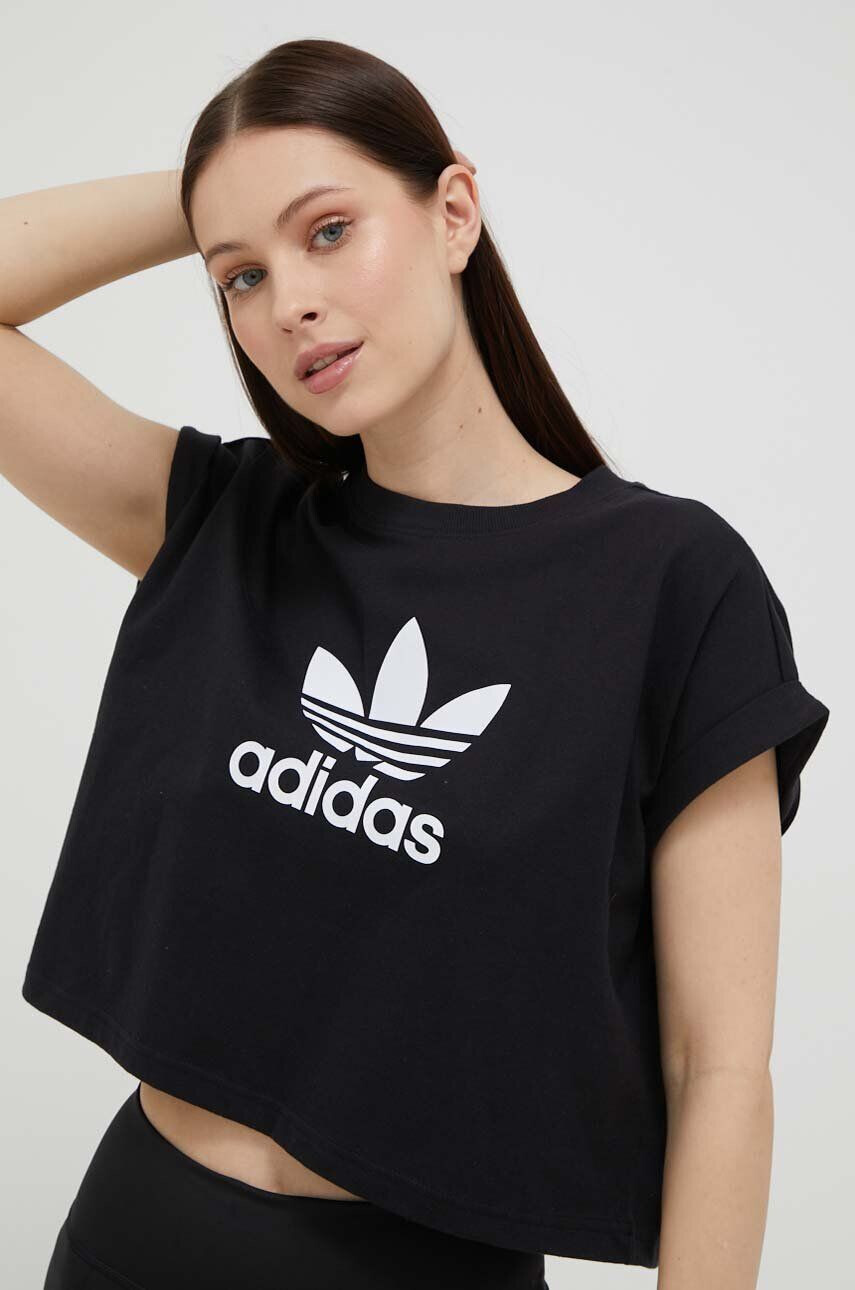 adidas Originals Bombažna kratka majica črna barva - Pepit.si